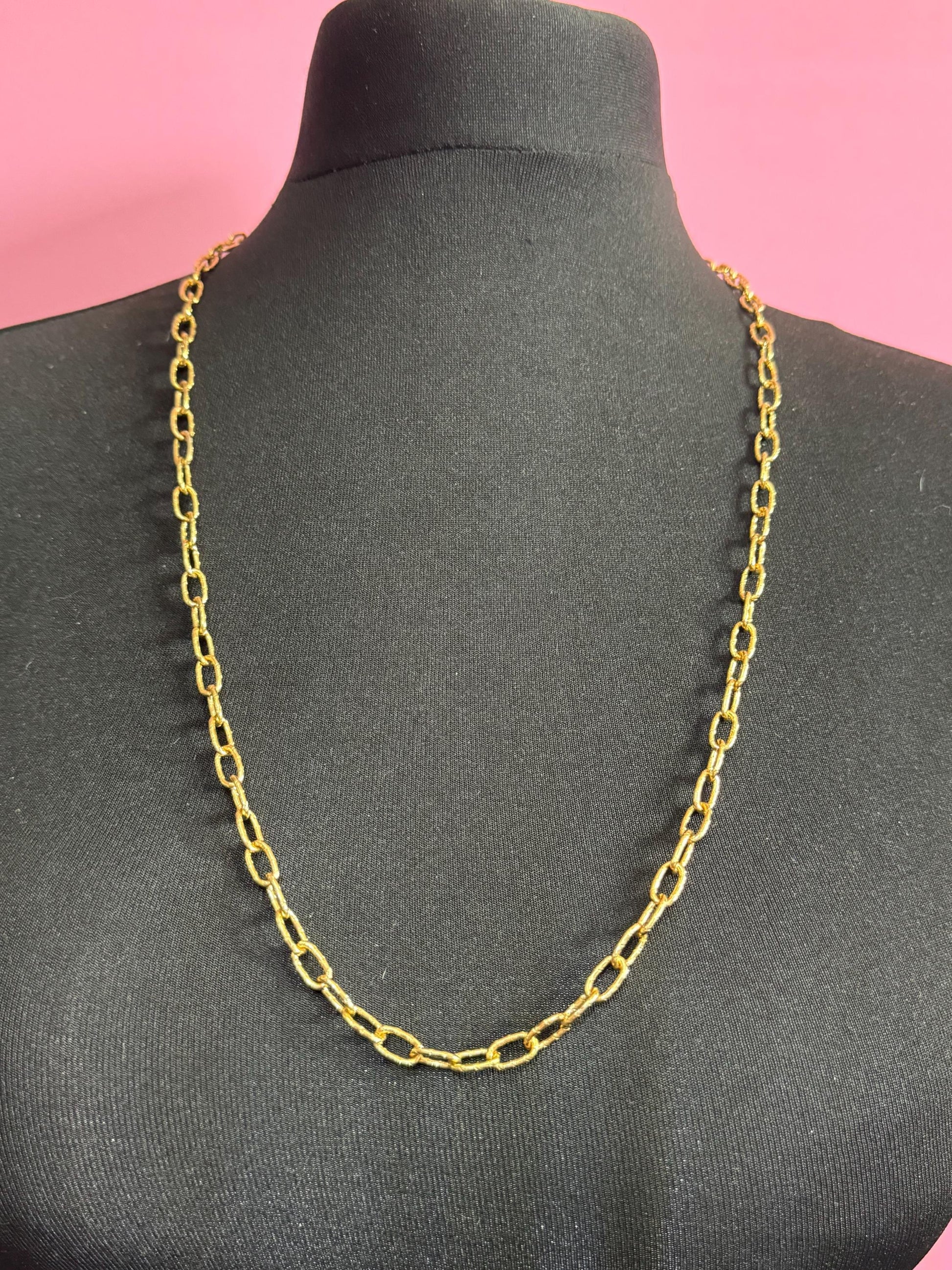 True Vintage 6mm gold plated 31” 80cm ornate cable link chain ideal layering necklace for charms old shop stock