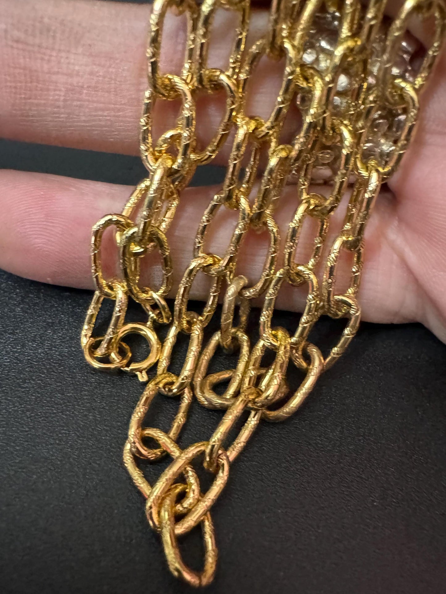 True Vintage 6mm gold plated 31” 80cm ornate cable link chain ideal layering necklace for charms old shop stock