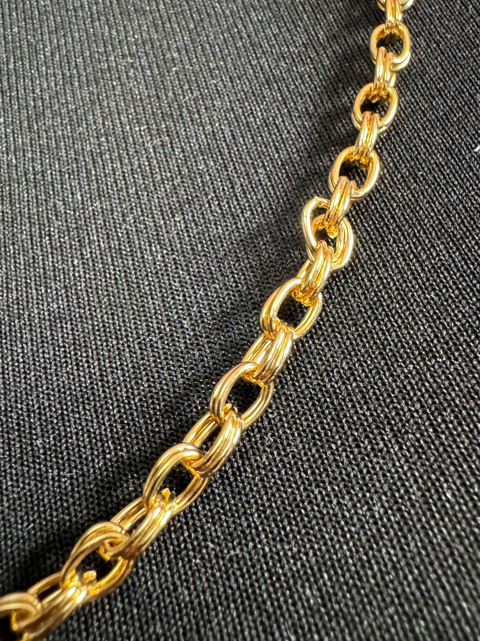 True Vintage 5mm gold plated 29” 72cm double cable link chain ideal layering necklace for charms old shop stock