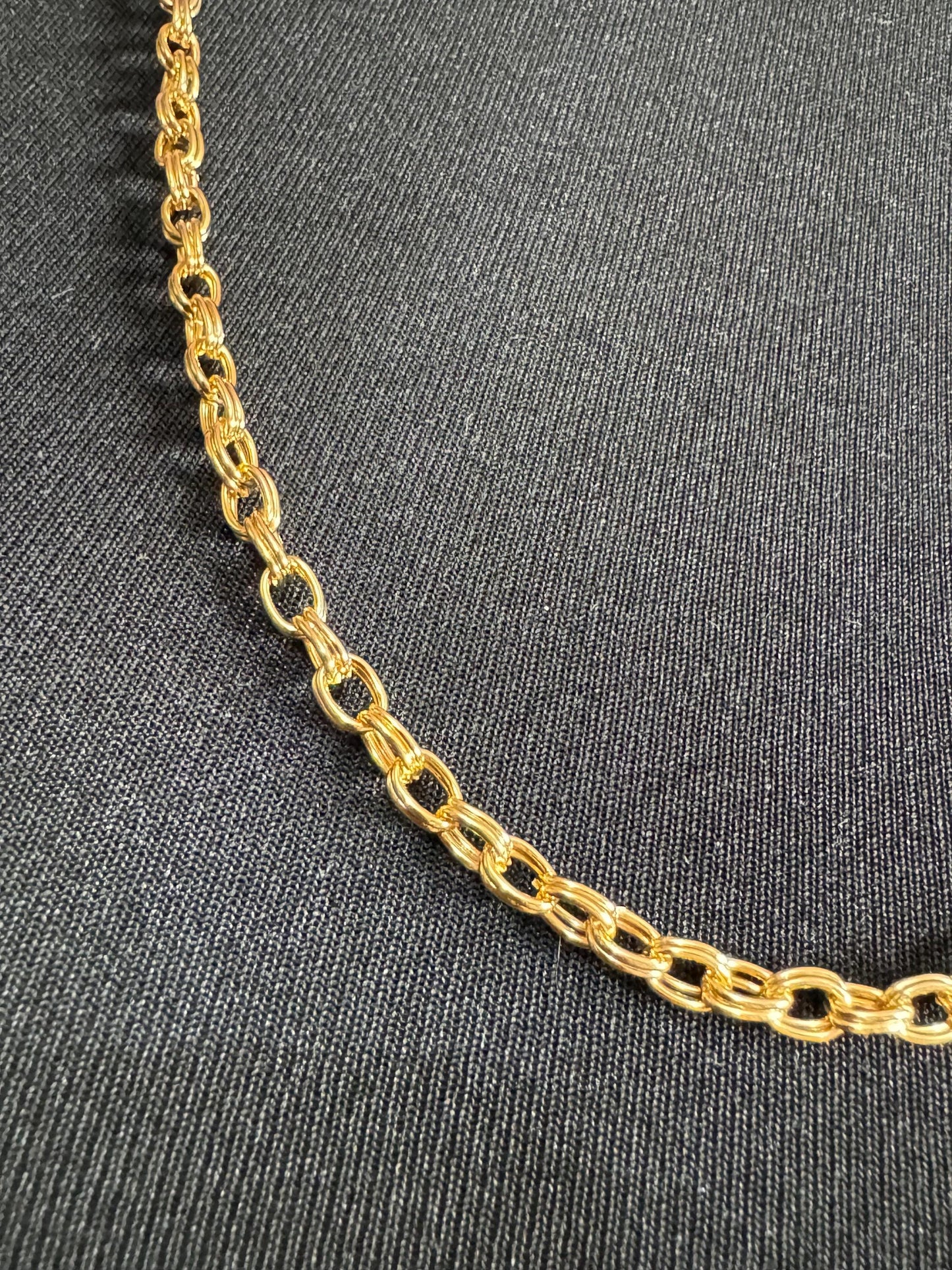 True Vintage 5mm gold plated 29” 72cm double cable link chain ideal layering necklace for charms old shop stock