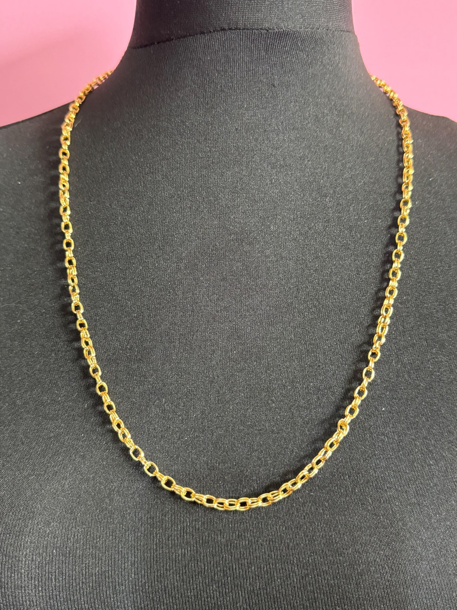 True Vintage 5mm gold plated 29” 72cm double cable link chain ideal layering necklace for charms old shop stock