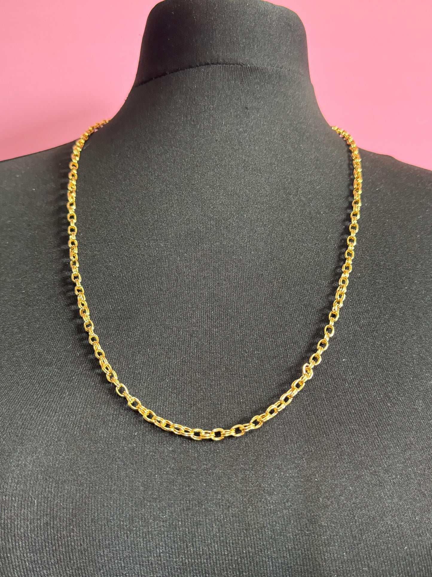 True Vintage 5mm gold plated 29” 72cm double cable link chain ideal layering necklace for charms old shop stock