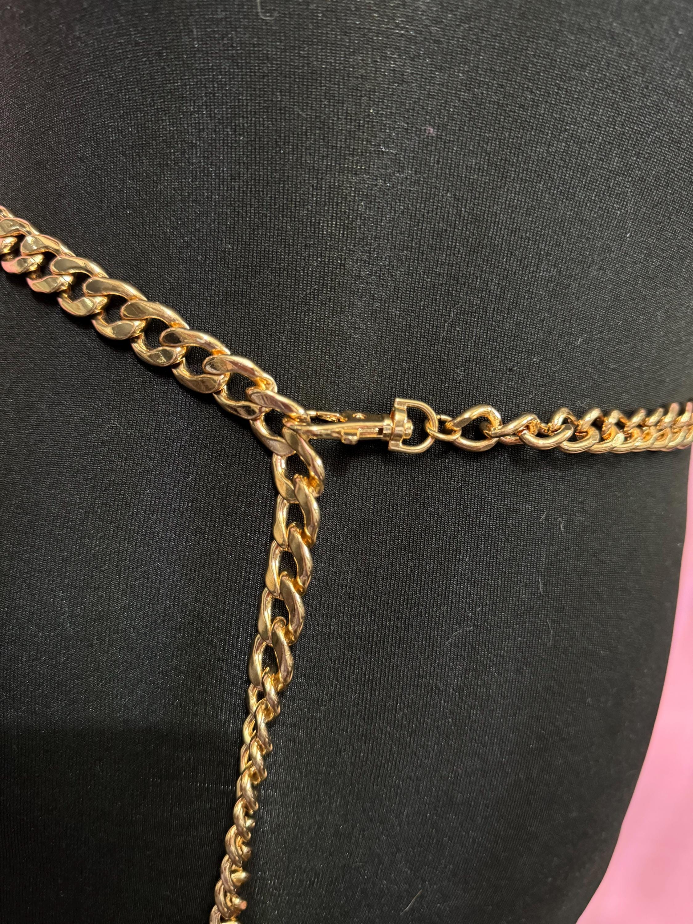 RESERVED do not purchase 129cm high end heavy weight retro retro GOLD tone cable link fashion chain belt