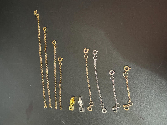 Various gold and silver tone bracelet and necklace extender links and replacement jewellery safety chains findings select option