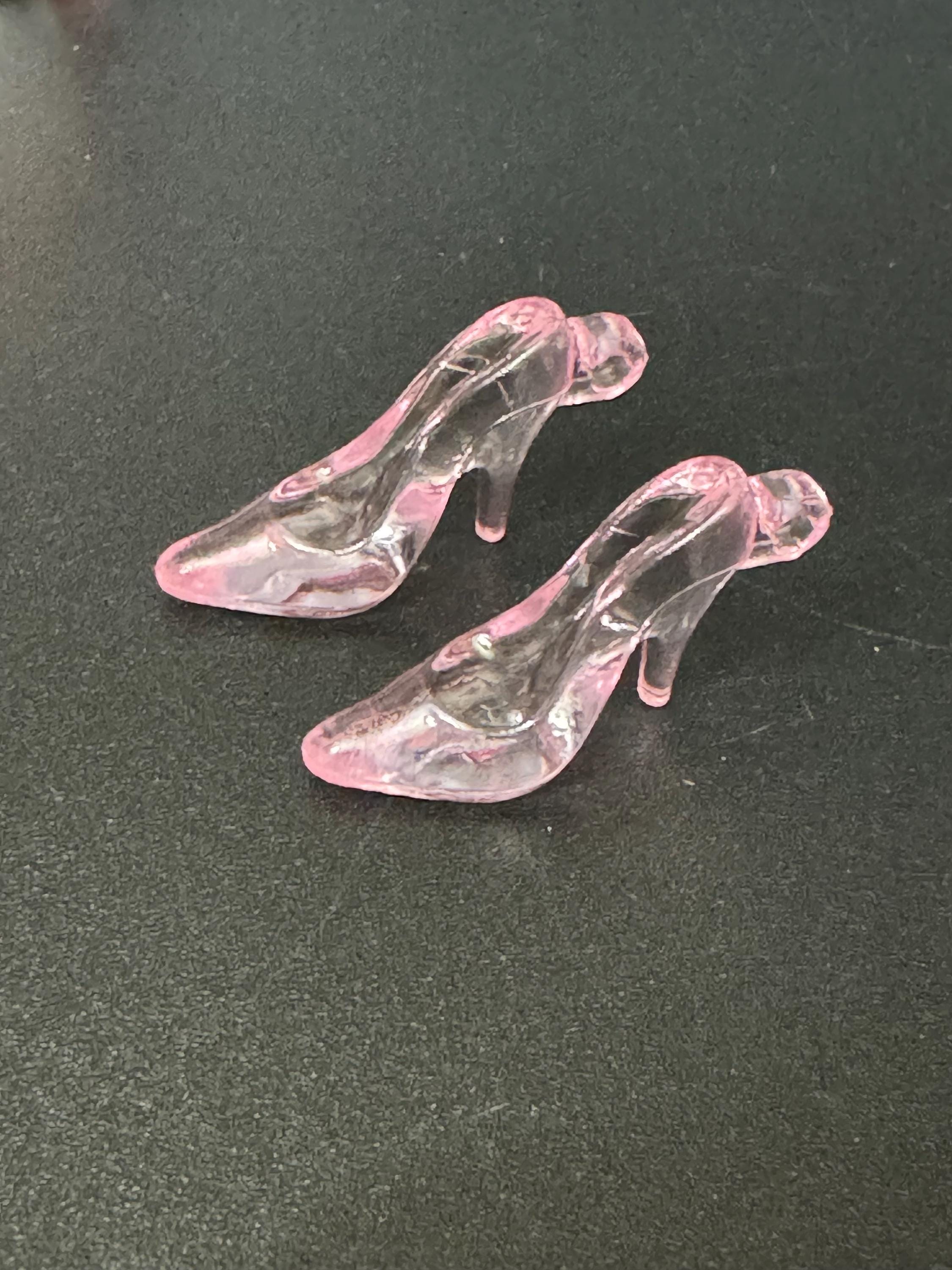 pair of clear pink stiletto heel shoes plastic Cake topper decoration