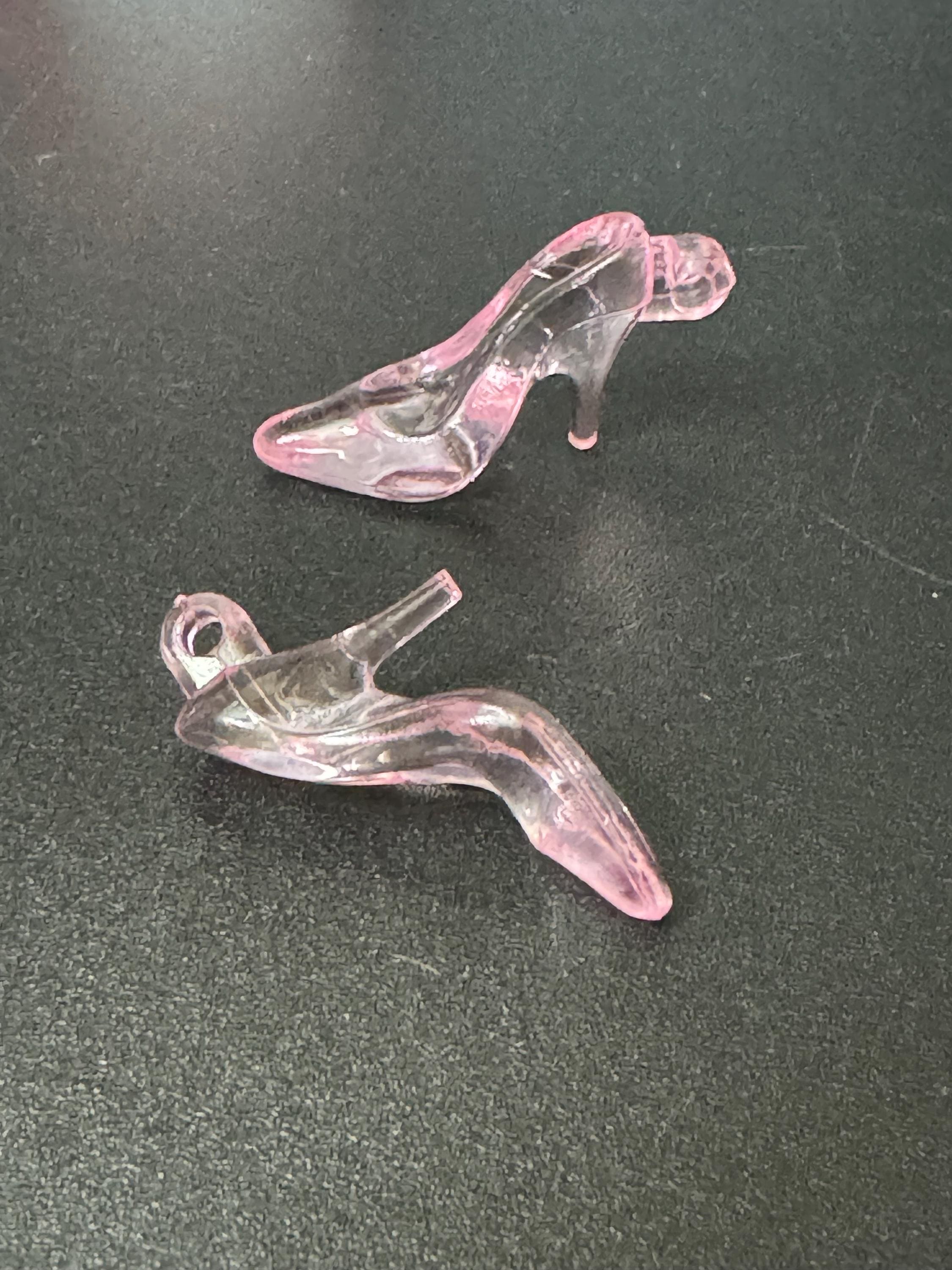 pair of clear pink stiletto heel shoes plastic Cake topper decoration