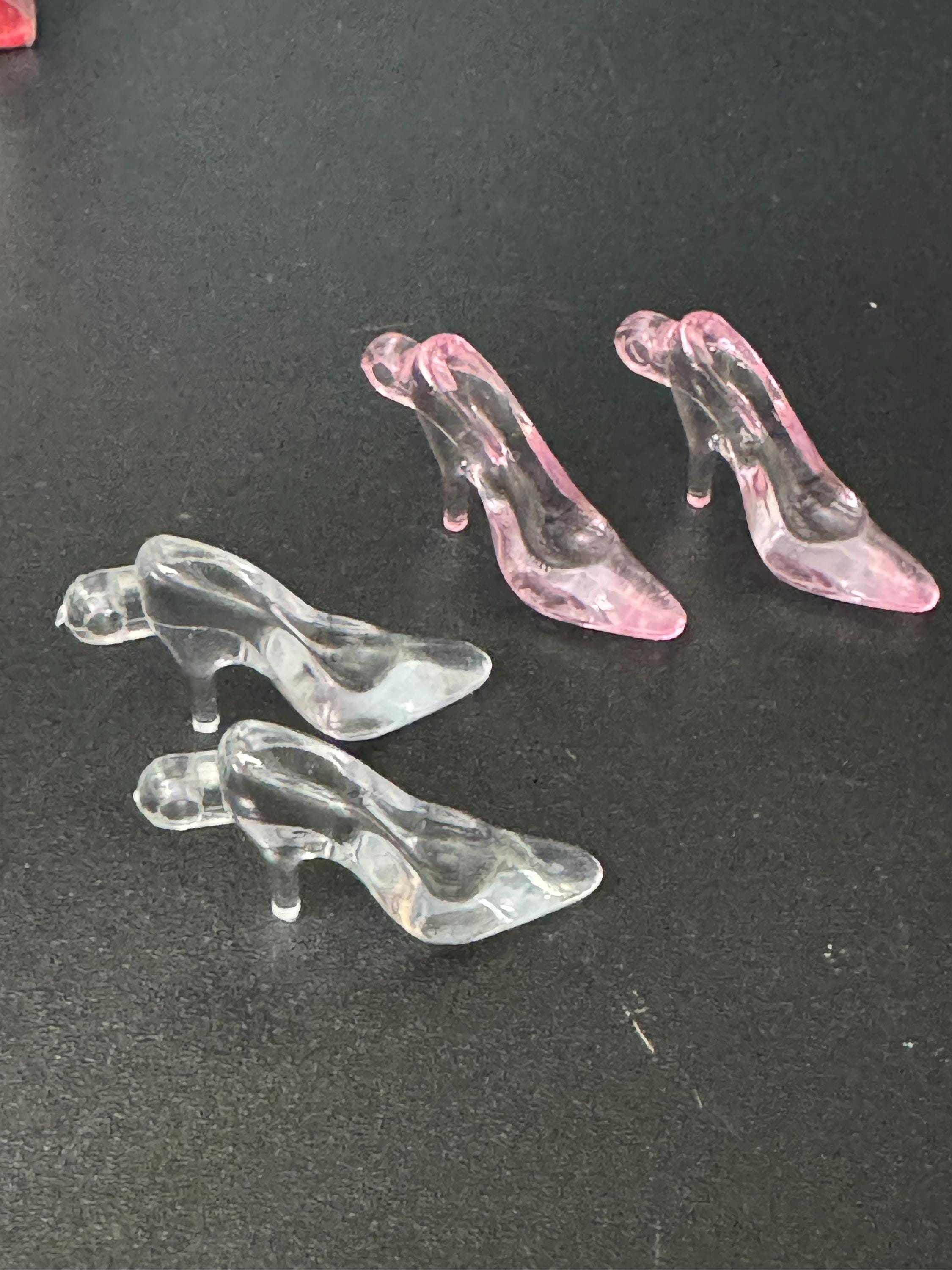 pair of clear pink stiletto heel shoes plastic Cake topper decoration