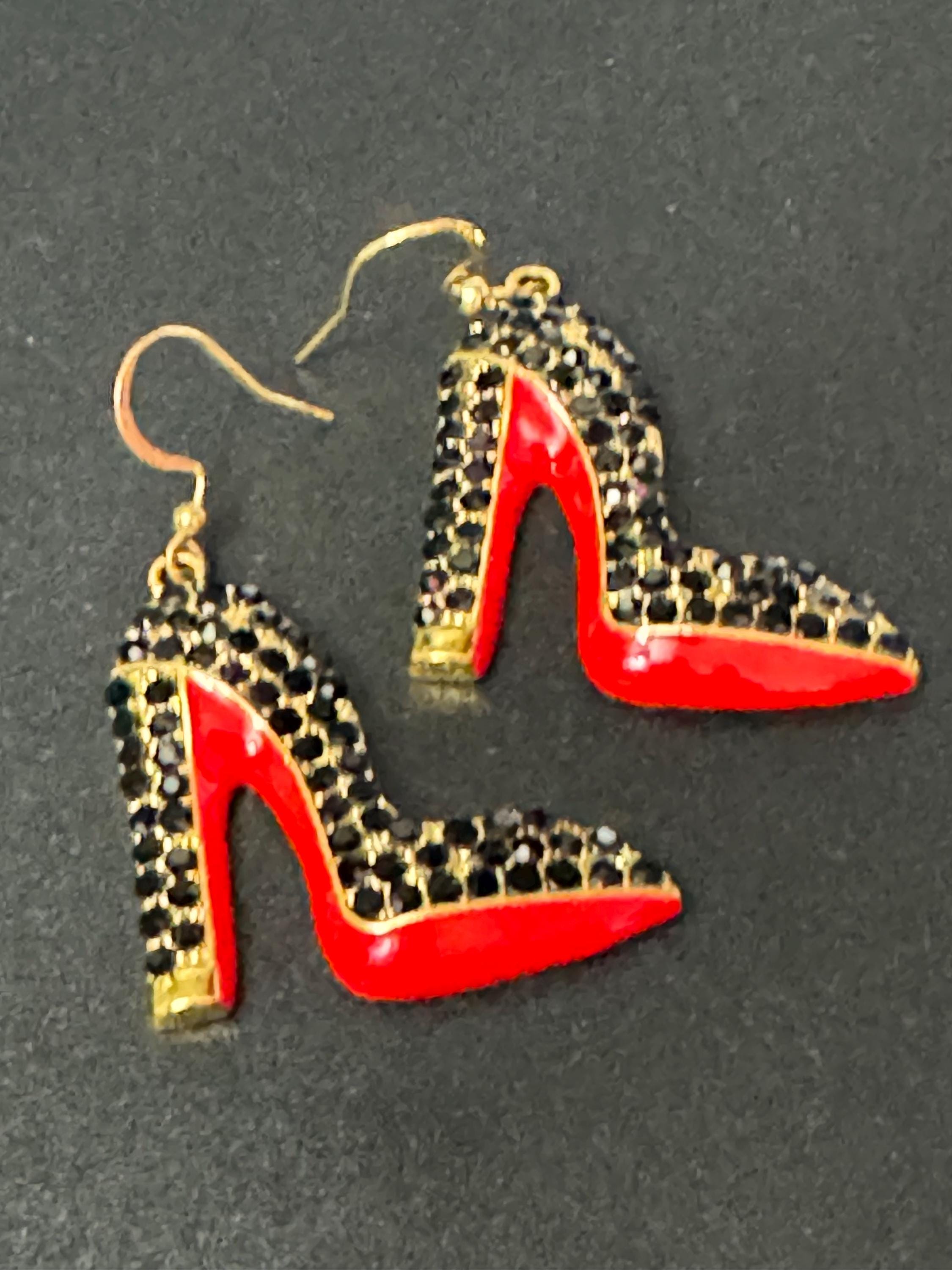 Red soled diamanté shoe earrings