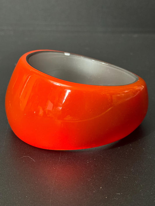 orange vintage chunky oversized abstract wide acrylic plastic bangle bracelet