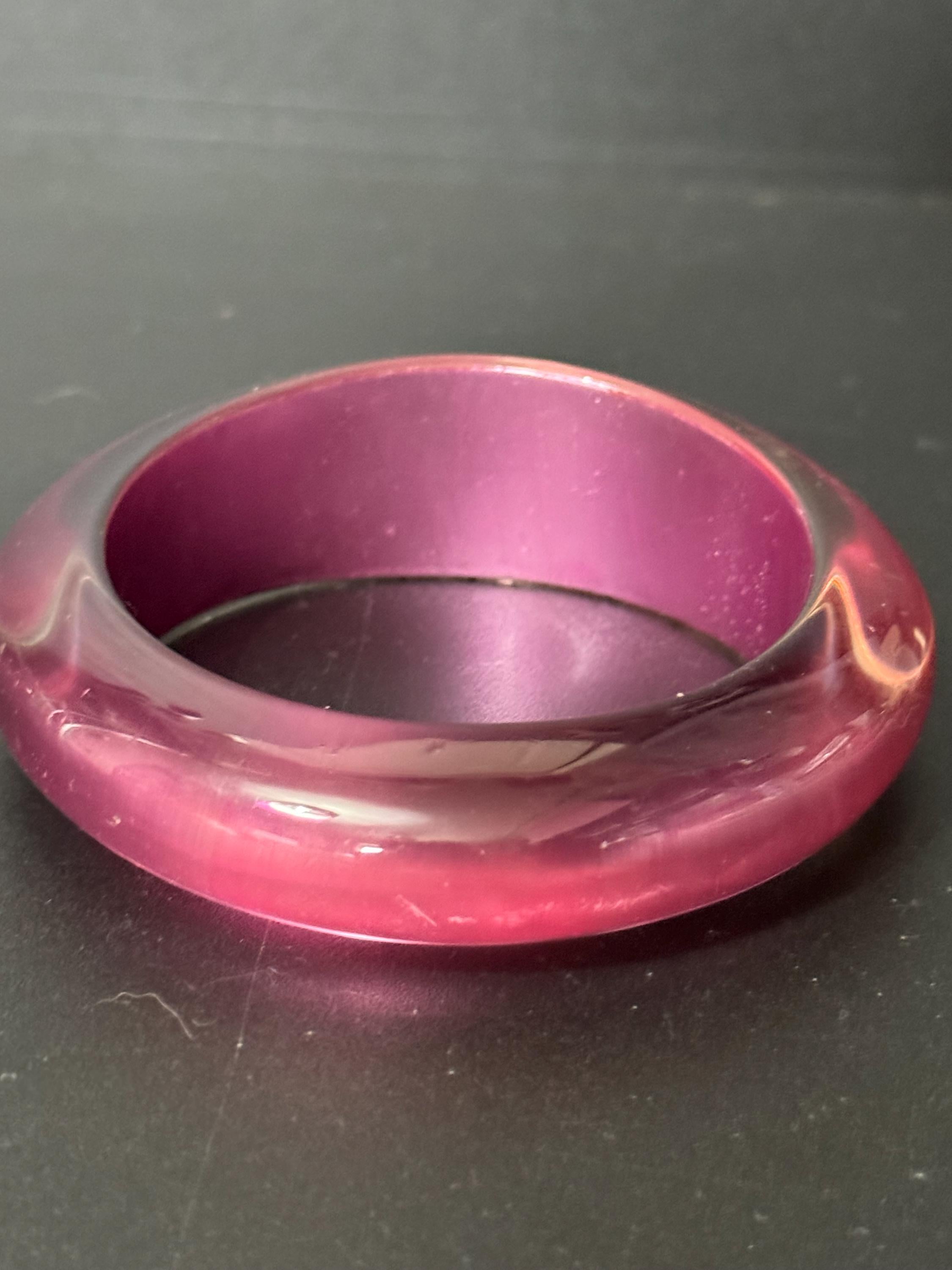 Retro Pink 2.5cm wide plastic bangle stacking layering metallic glowing