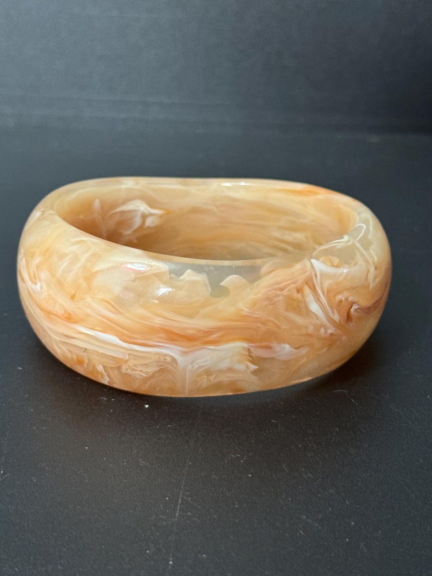 Brown Beige marbled plastic wide cuff bangle bracelet stacking layering Vintage retro