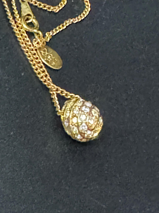 Joan Rivers Gold Faberge inspired 12mm Crystal rhinestone egg pendant necklace on 45cm fine chain