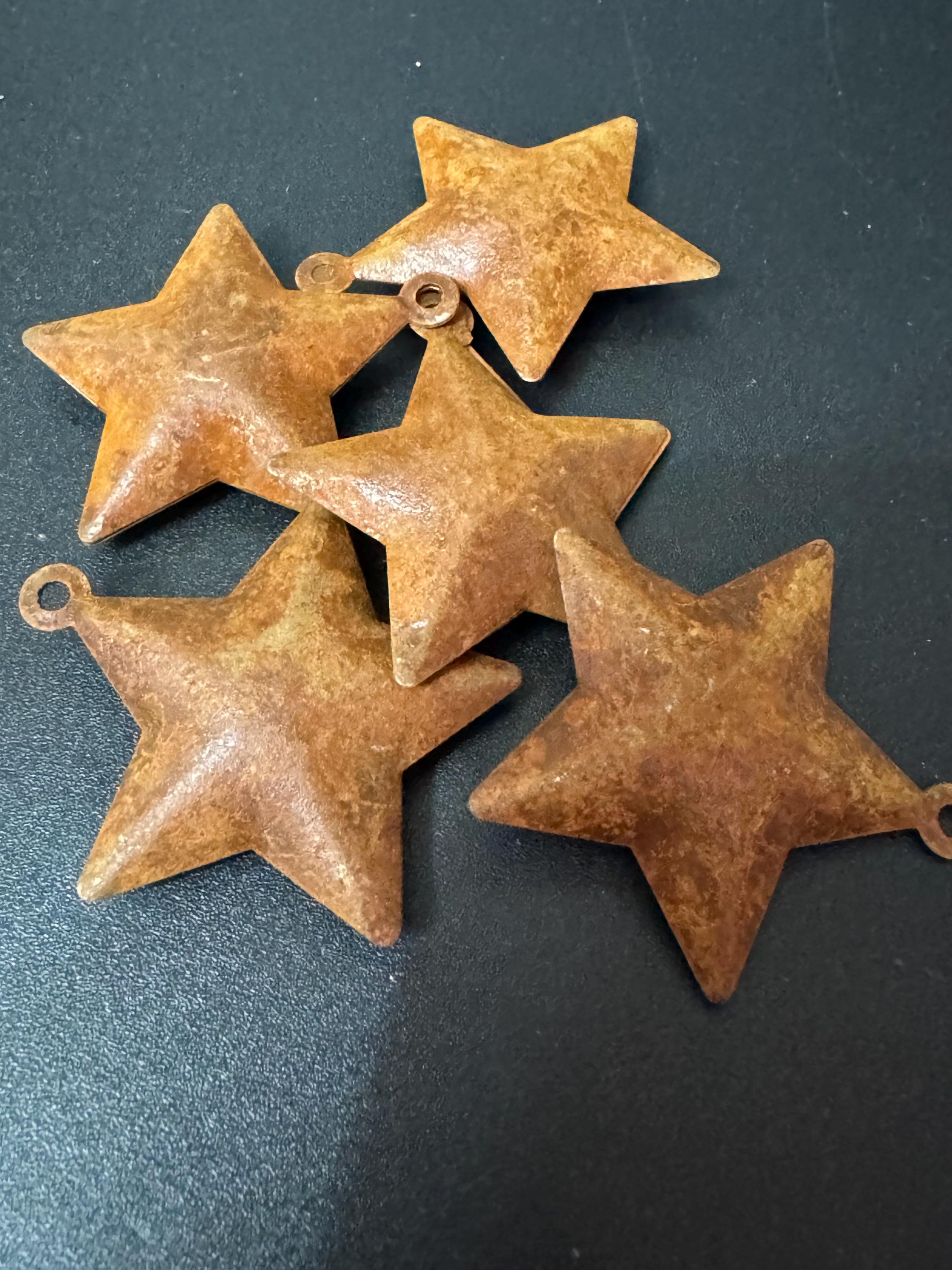 5 x Rusty puffy metal star rusted bells craft jingle bells for Christmas rustic craft