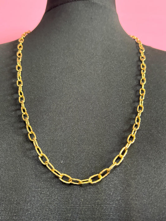 True Vintage 6mm gold plated 31” 80cm ornate cable link chain ideal layering necklace for charms old shop stock