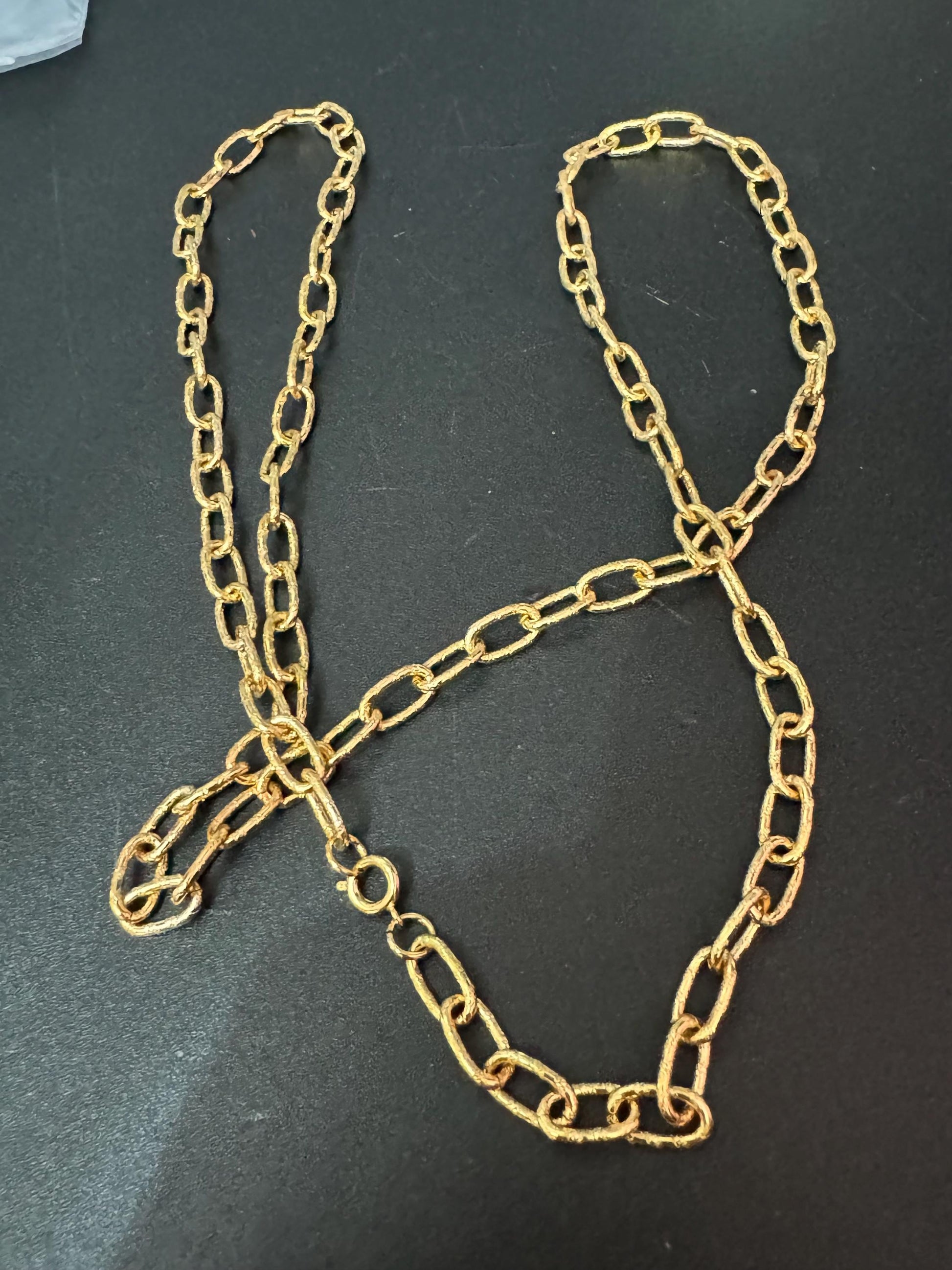 True Vintage 6mm gold plated 31” 80cm ornate cable link chain ideal layering necklace for charms old shop stock