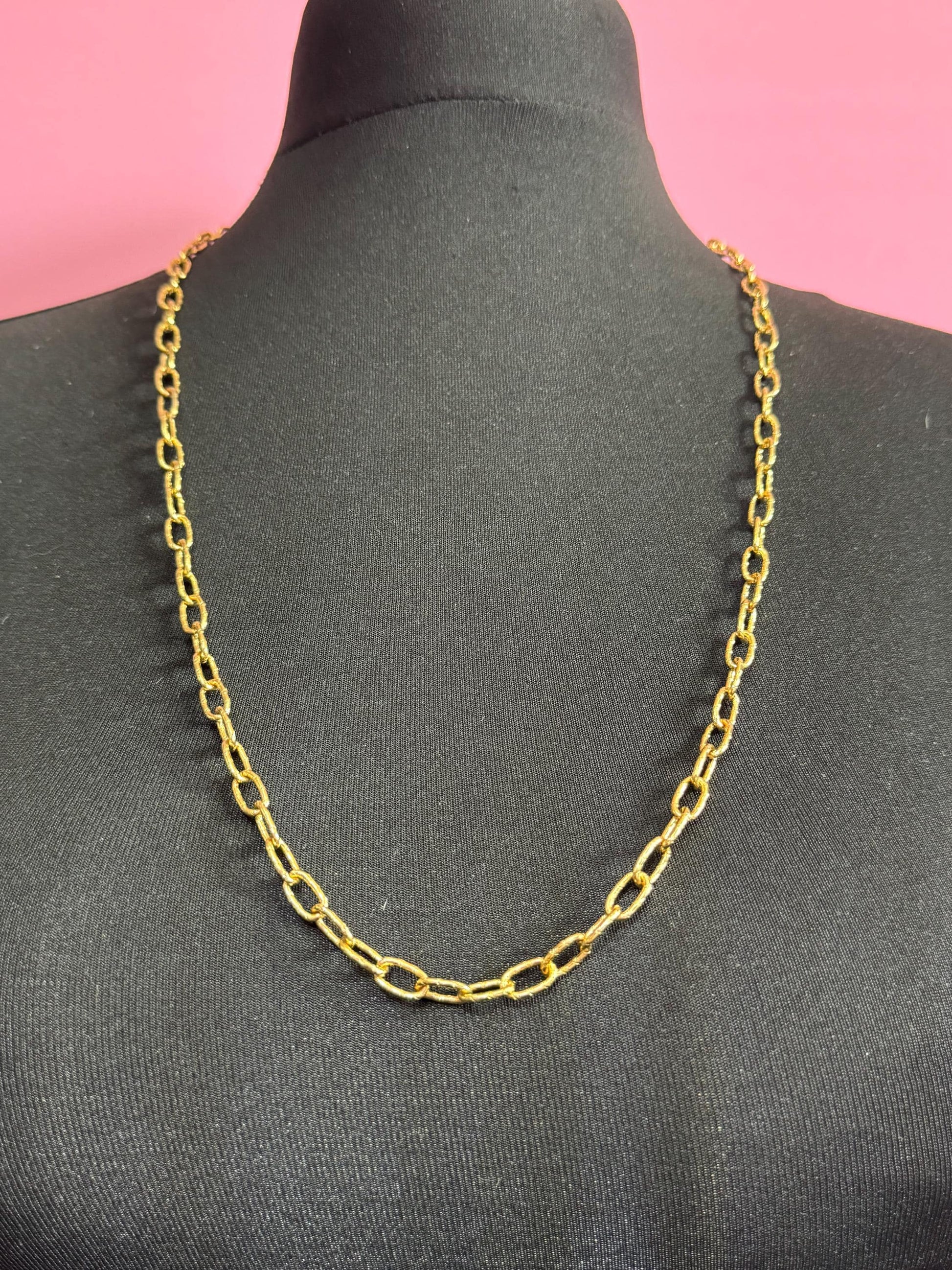 True Vintage 6mm gold plated 31” 80cm ornate cable link chain ideal layering necklace for charms old shop stock