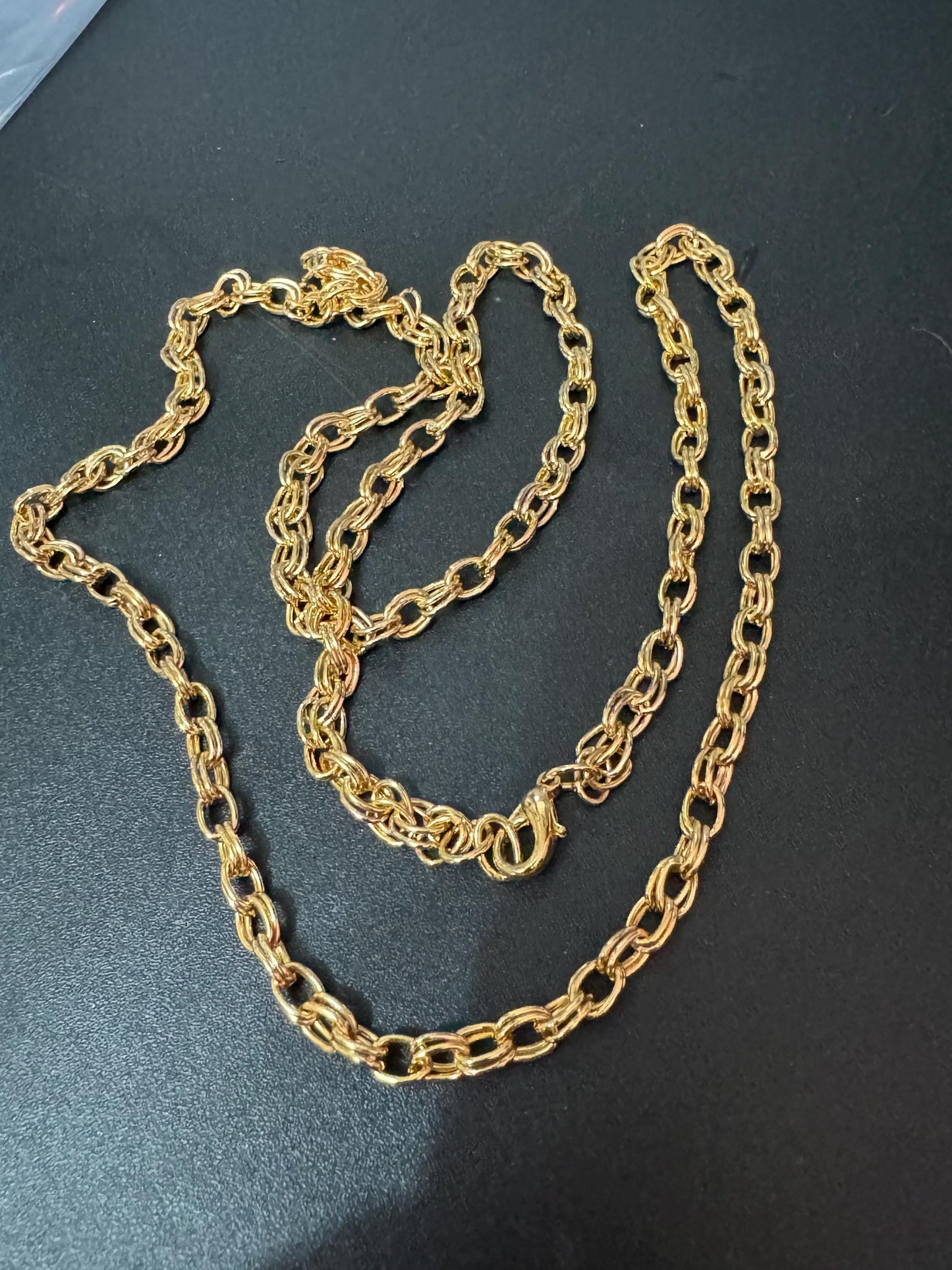 True Vintage 5mm gold plated 29” 72cm double cable link chain ideal layering necklace for charms old shop stock