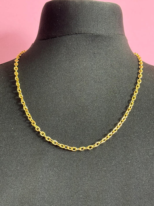 True Vintage 5mm gold plated 24” 62cm etched cable link chain ideal layering necklace for charms old shop stock