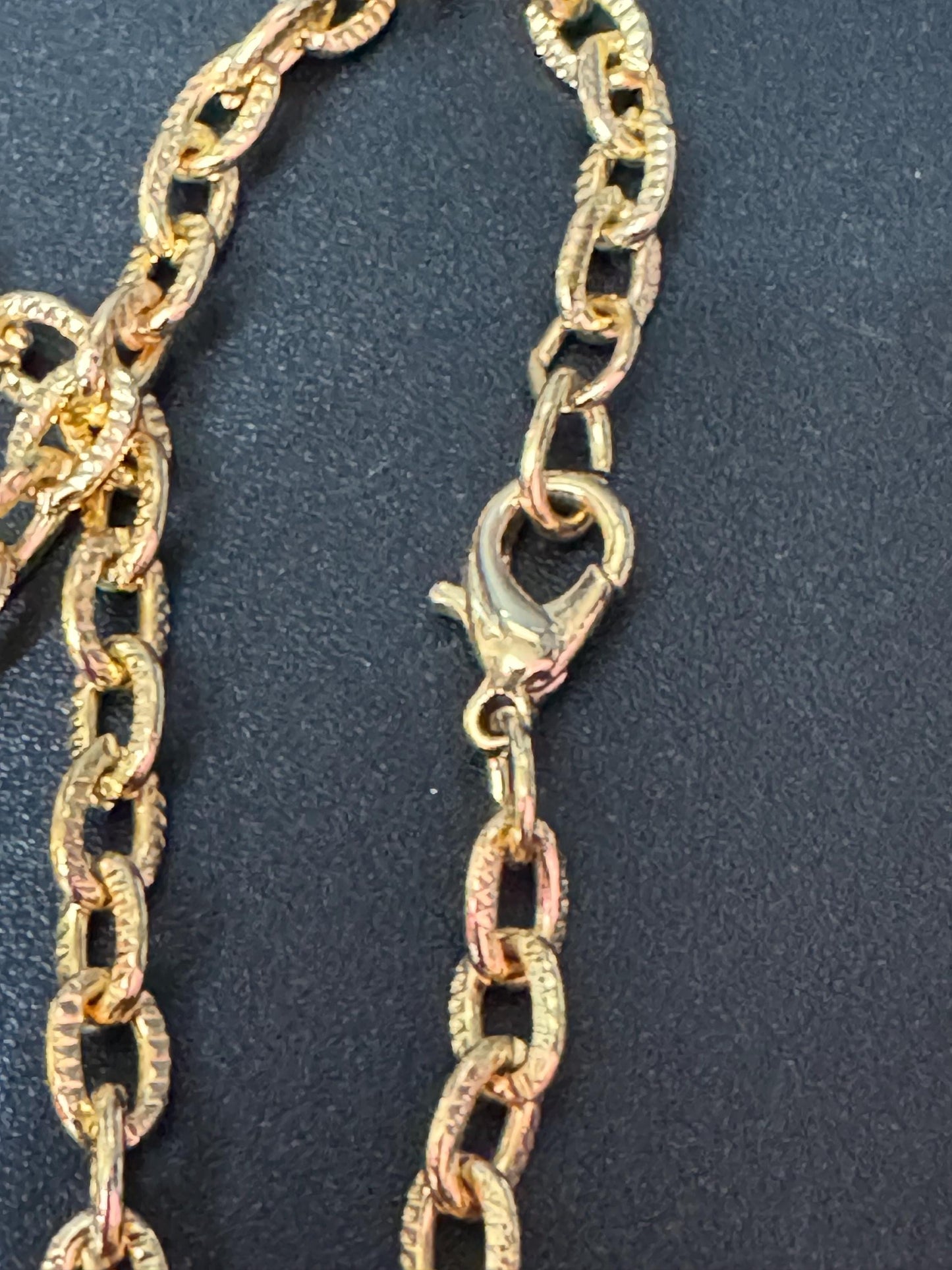 True Vintage 5mm gold plated 24” 62cm etched cable link chain ideal layering necklace for charms old shop stock