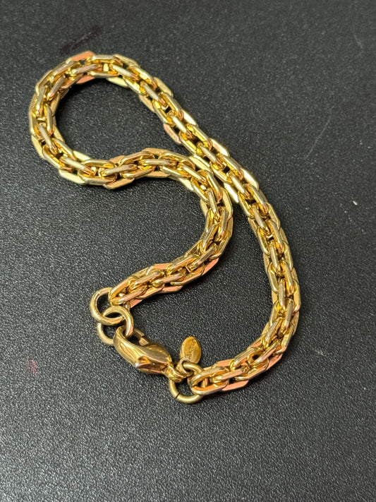 Signed monet Retro simple plain gold plated chain bracelet 19.5cm