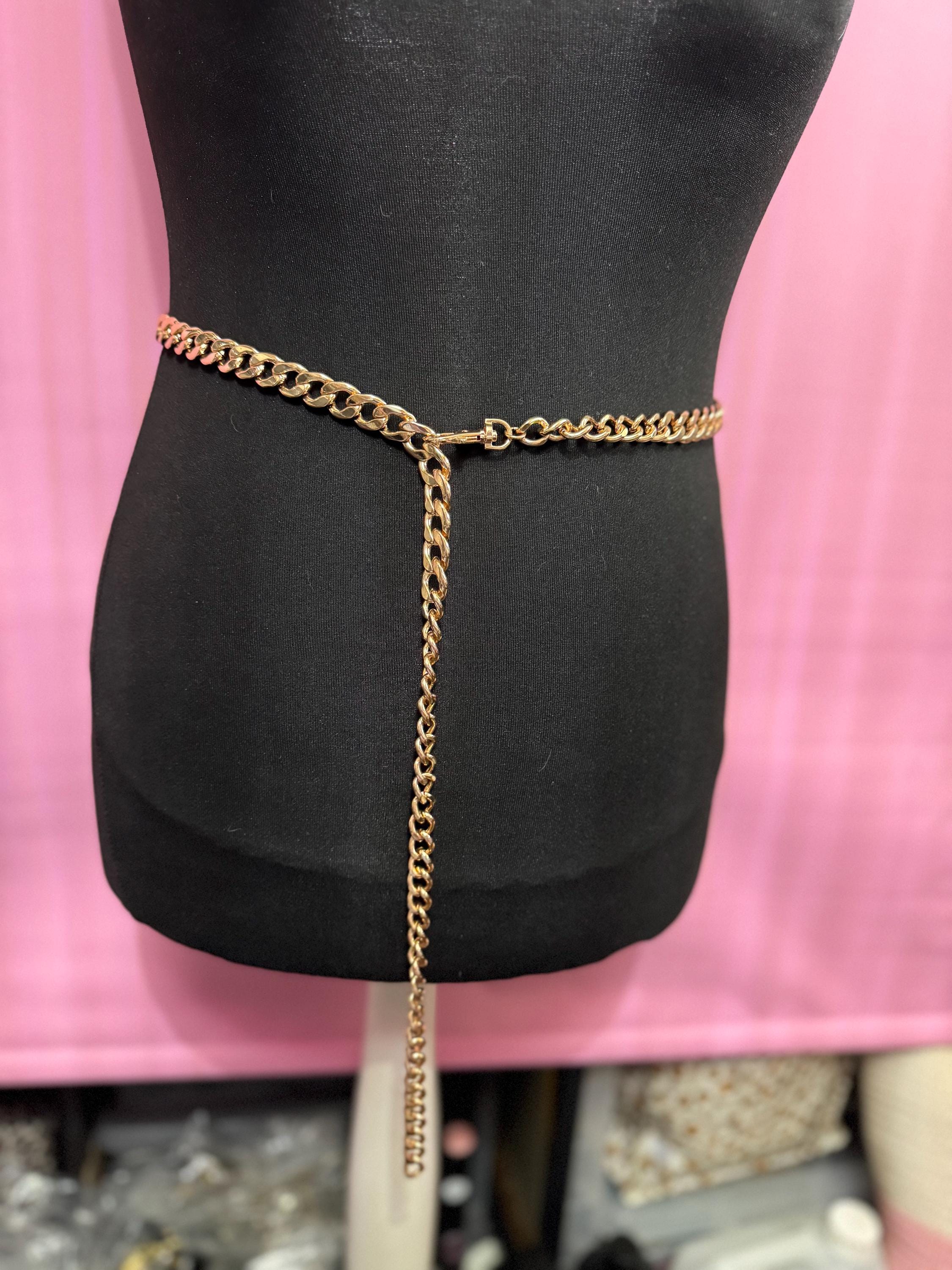 RESERVED do not purchase 129cm high end heavy weight retro retro GOLD tone cable link fashion chain belt