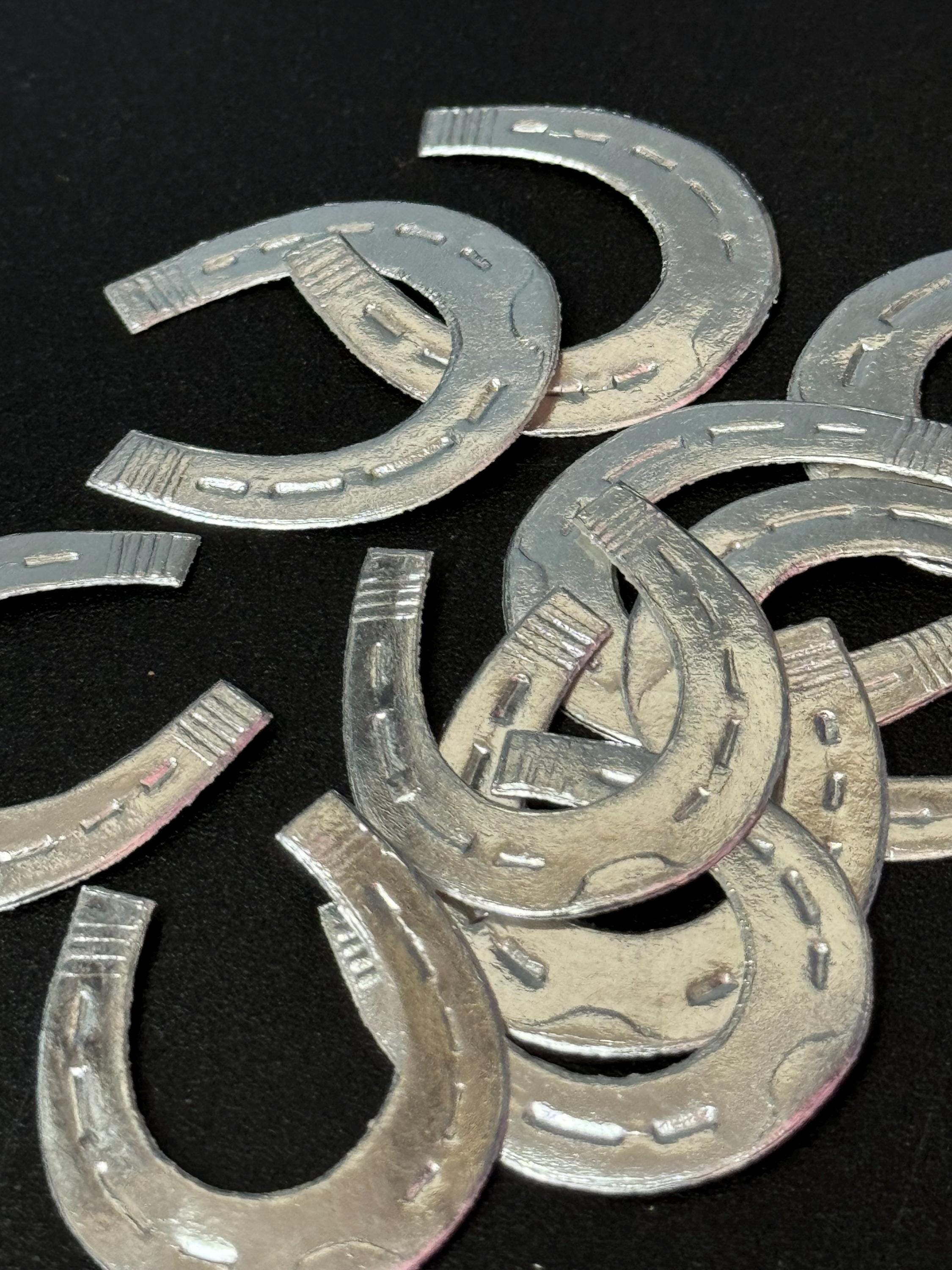 Pack of 10 paper horseshoe Wedding Cake topper decorations true Vintage silver 3cm horse shoe