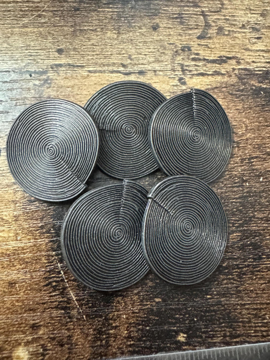 5 x 25mm antiqued metal dark silver tone round swirl coat buttons metal