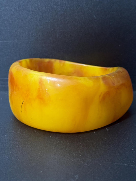 marbled orange bangle vintage chunky oversized abstract wide acrylic plastic bracelet