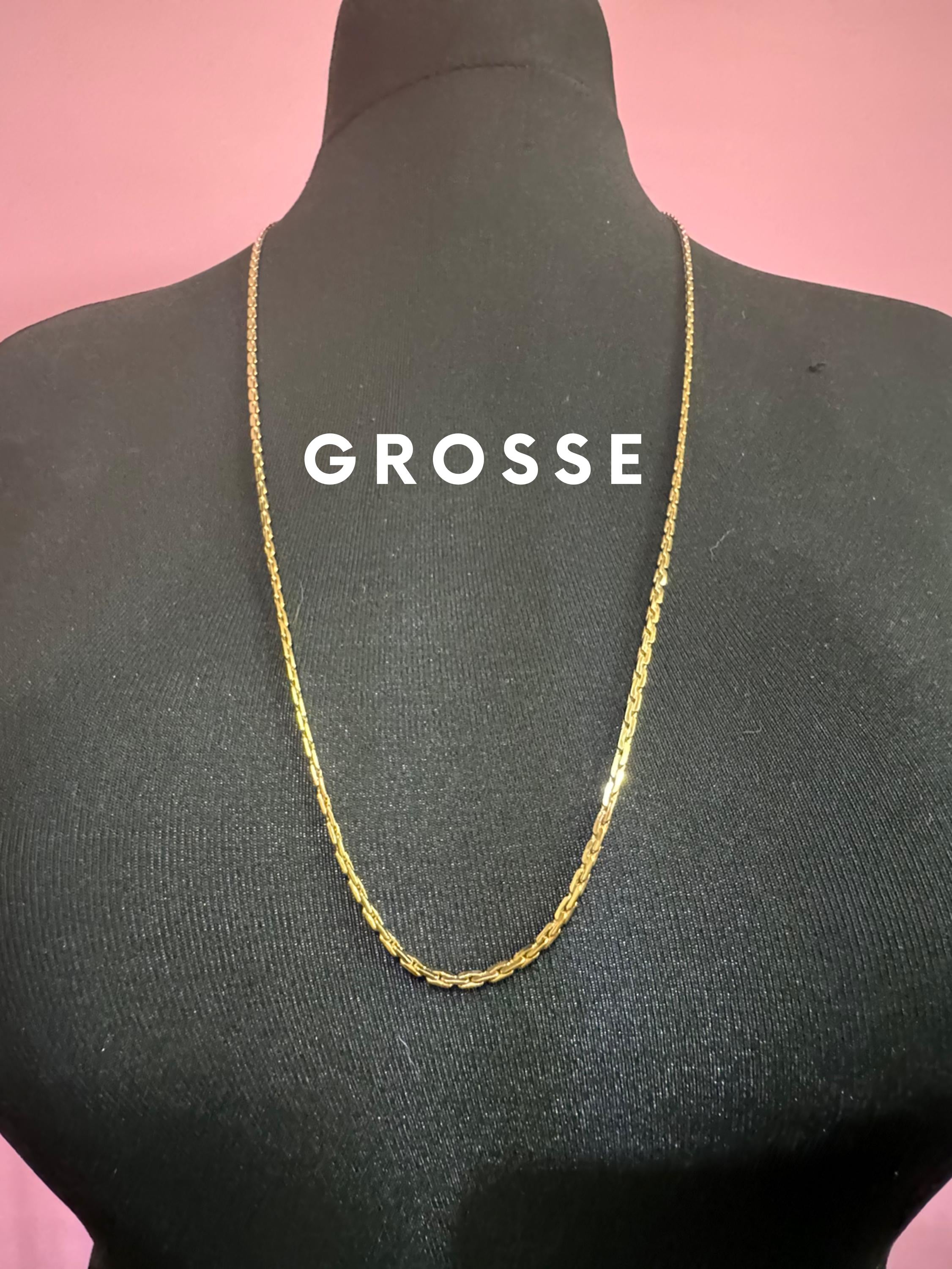 signed GROSSE Designer vintage 31.5” 80cm long gold plated fancy chain link necklace