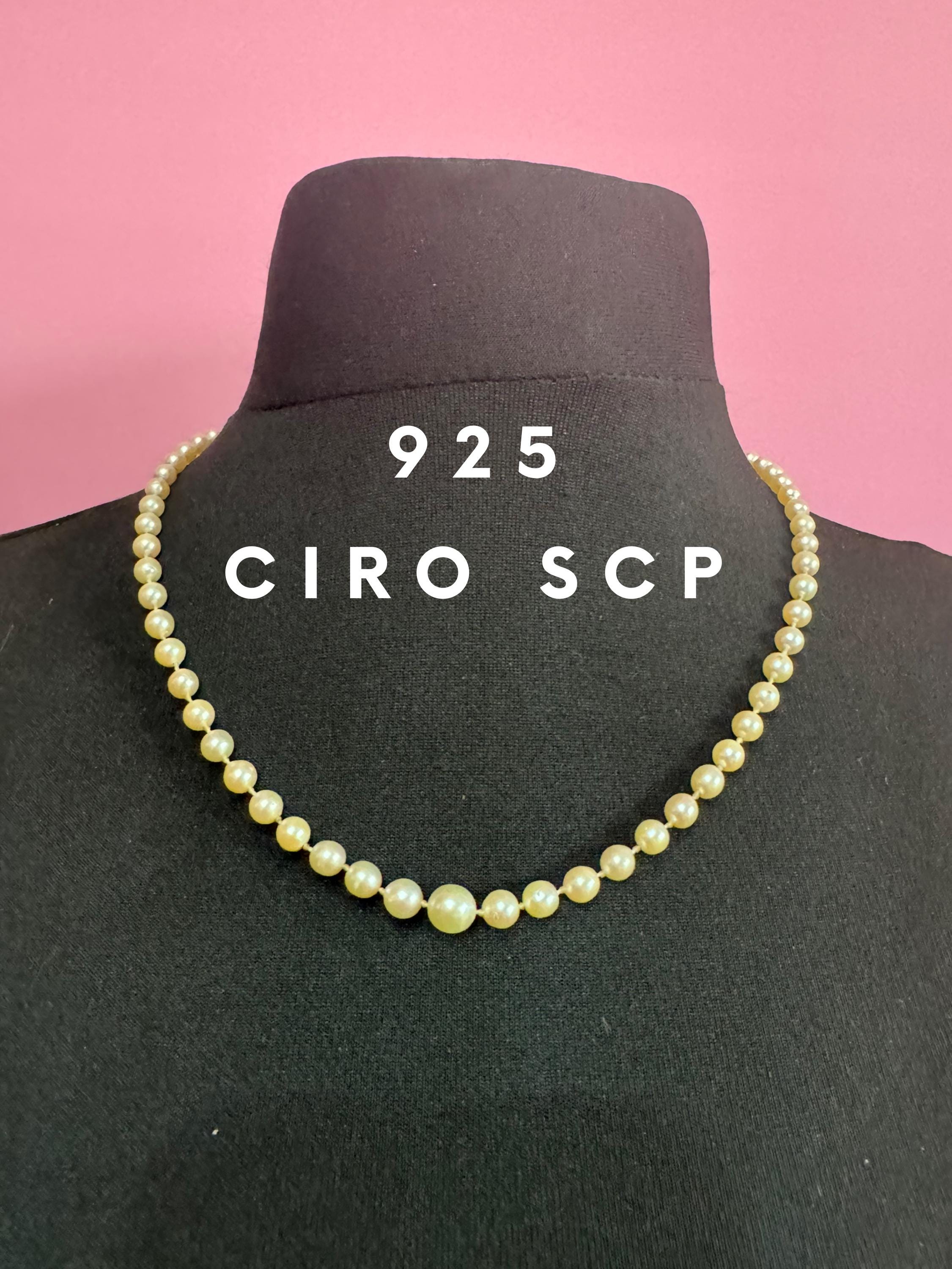 signed SCP Ciro faux pearl necklace with ornate diamanté bow clasp 54cm