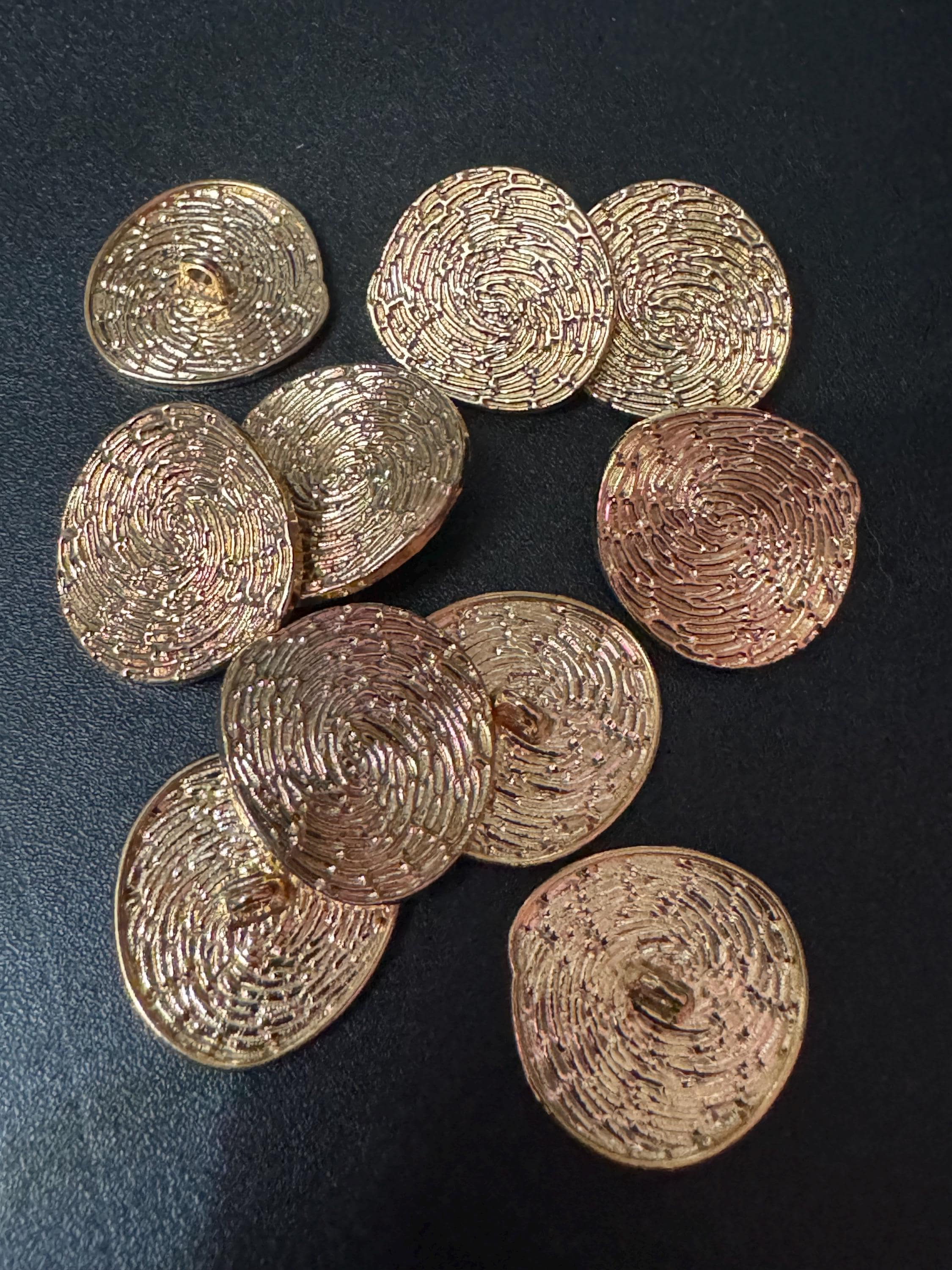 10 x 22mm large textured swirl gold buttons metal shank