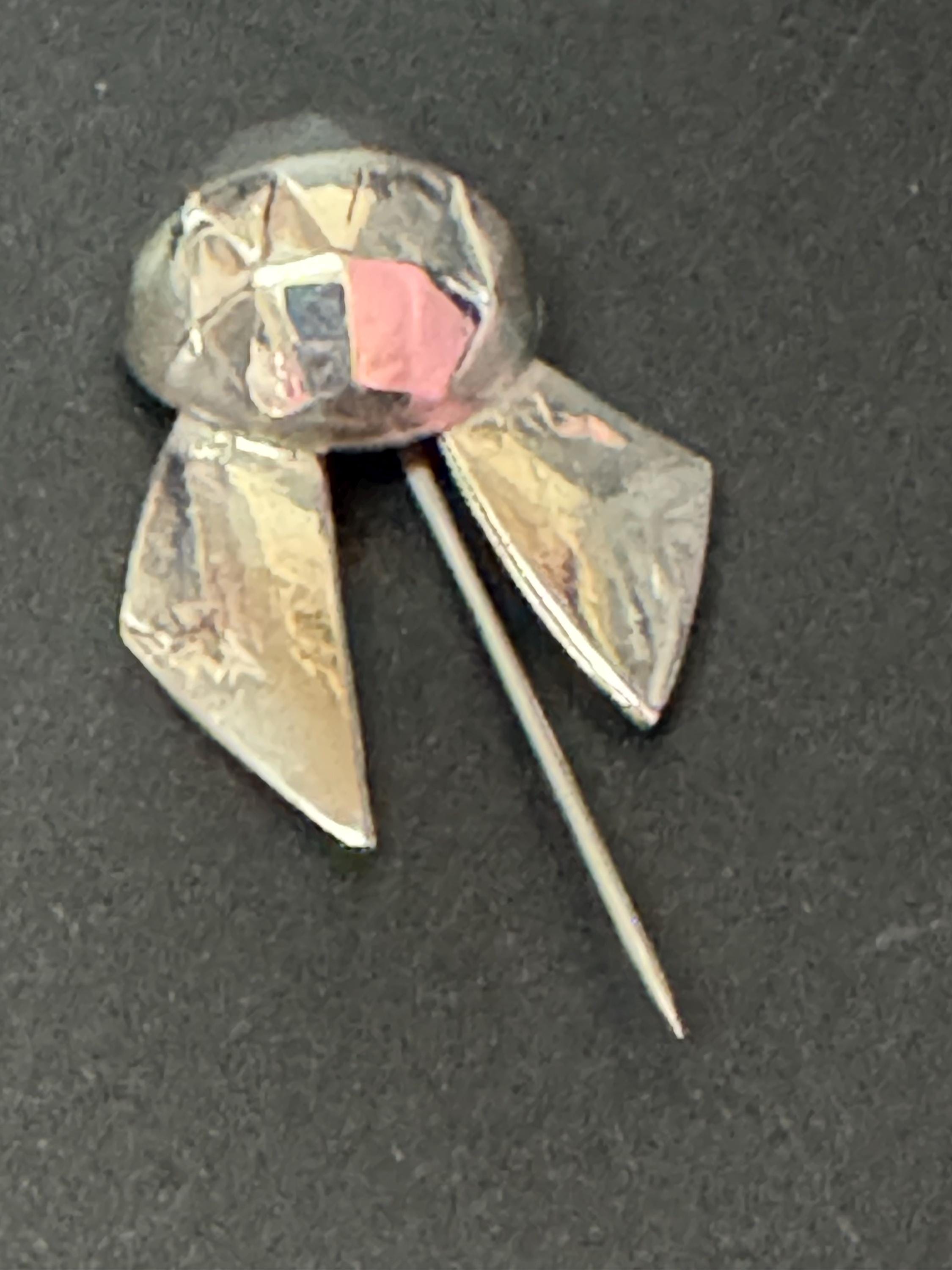 Antique chrome silver Hat flash pin True Art Deco