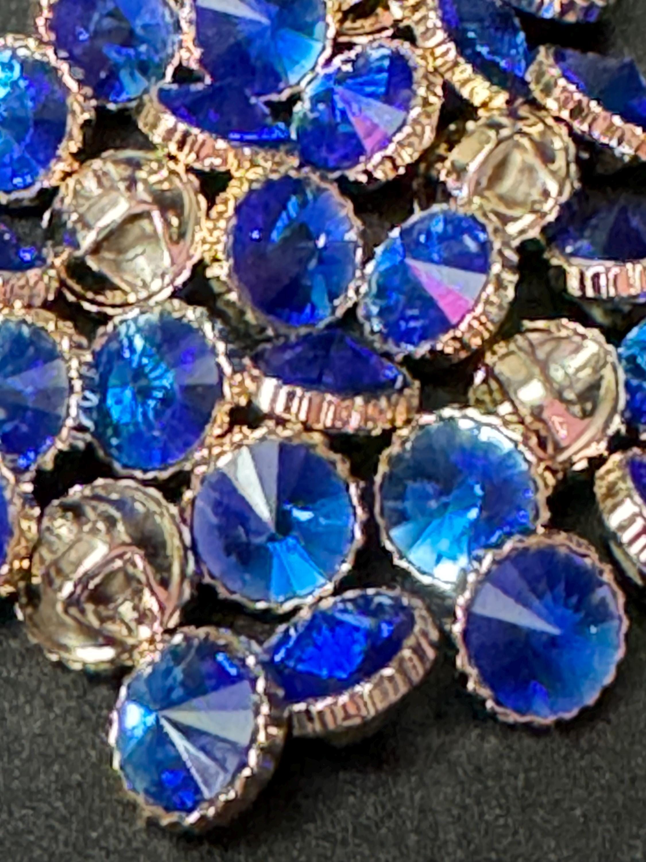 Pack 10 12mm Sapphire Blue Rivoli diamond acrylic Crystal plastic buttons gold tone