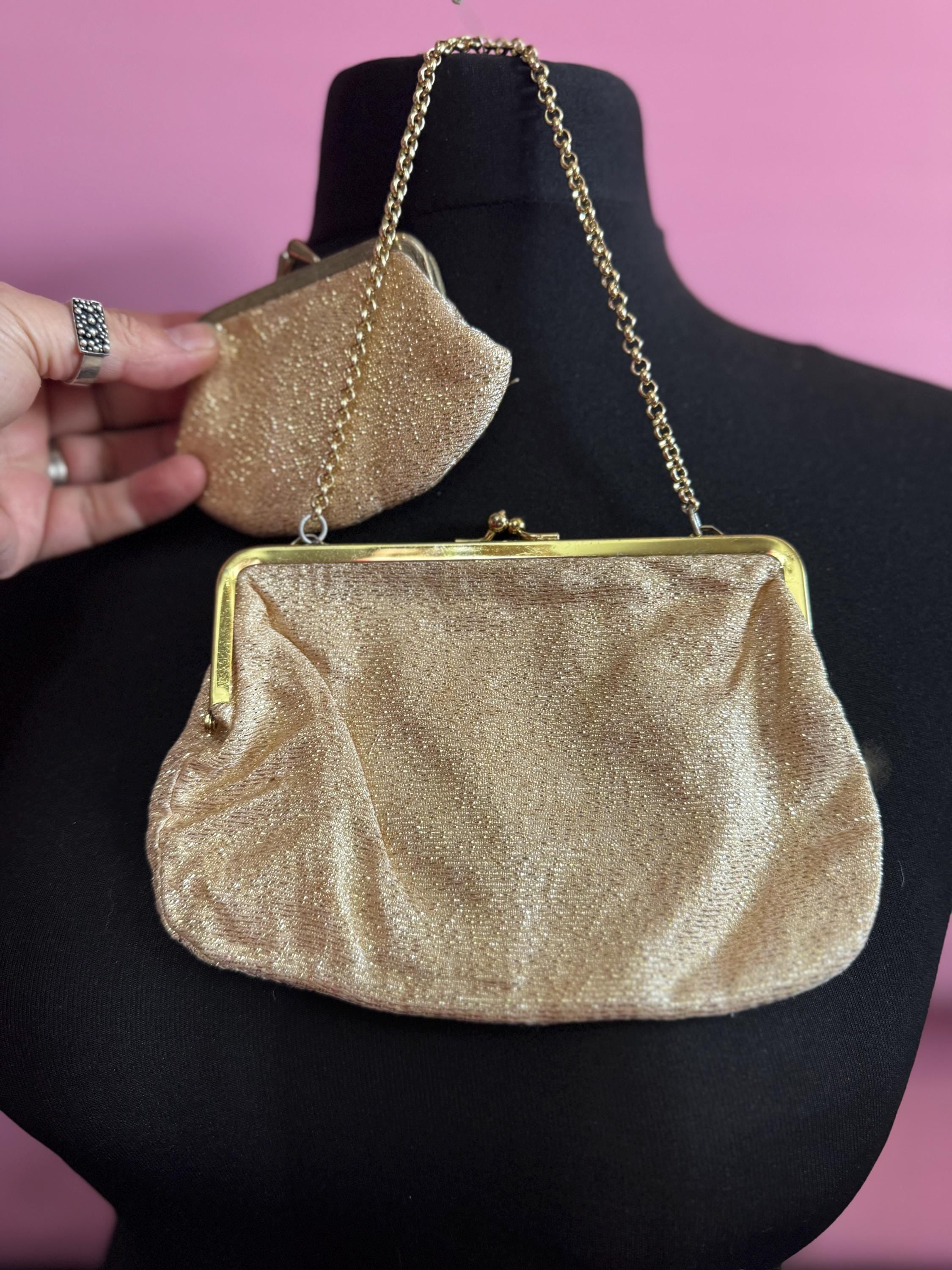 Mid-Century fashion Gold Lamay Clutch