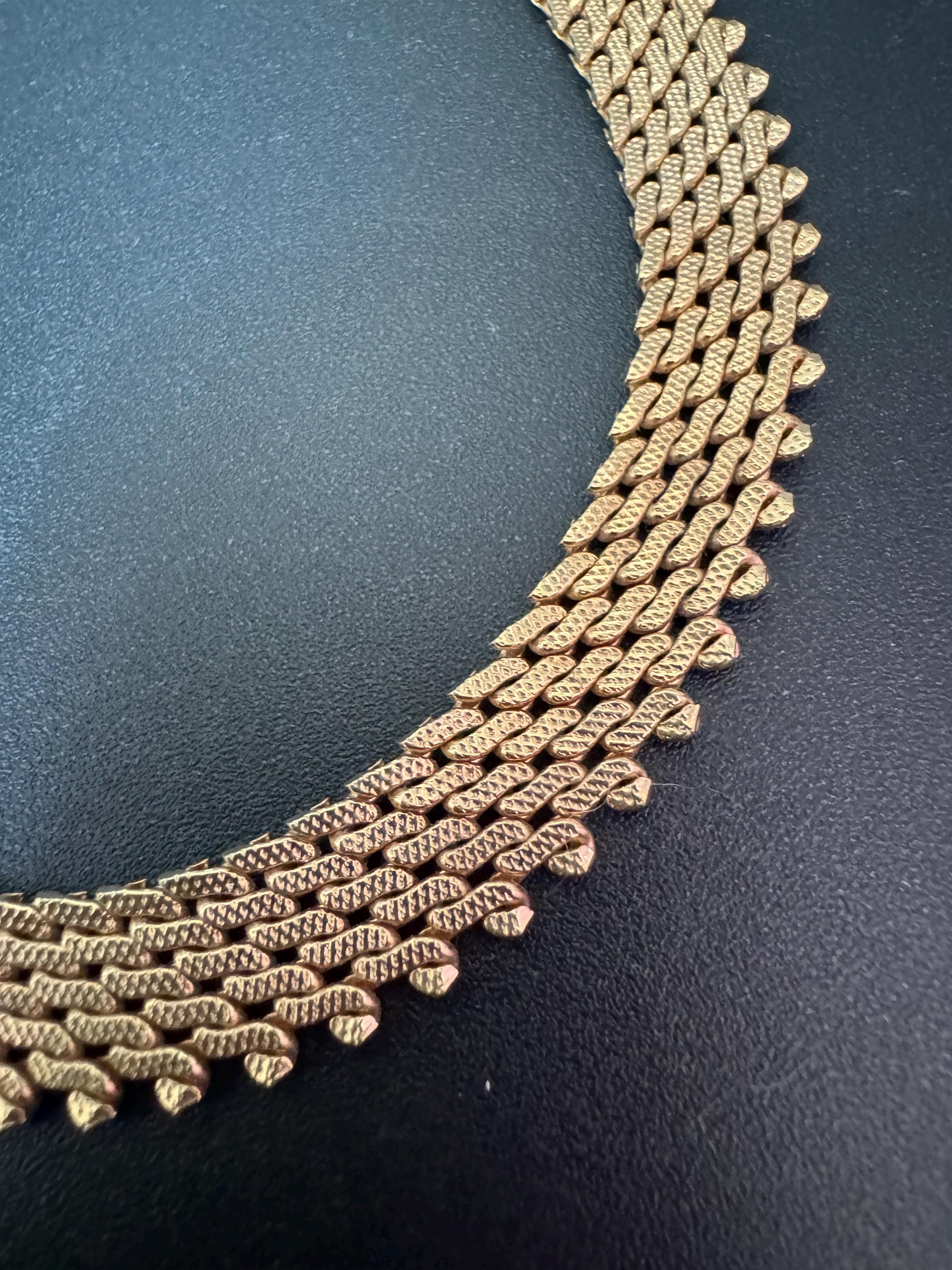 Vintage Egyptian Revival Cleopatra Necklace Wide Link Choker Collar gold tone necklace 1960s 1970s