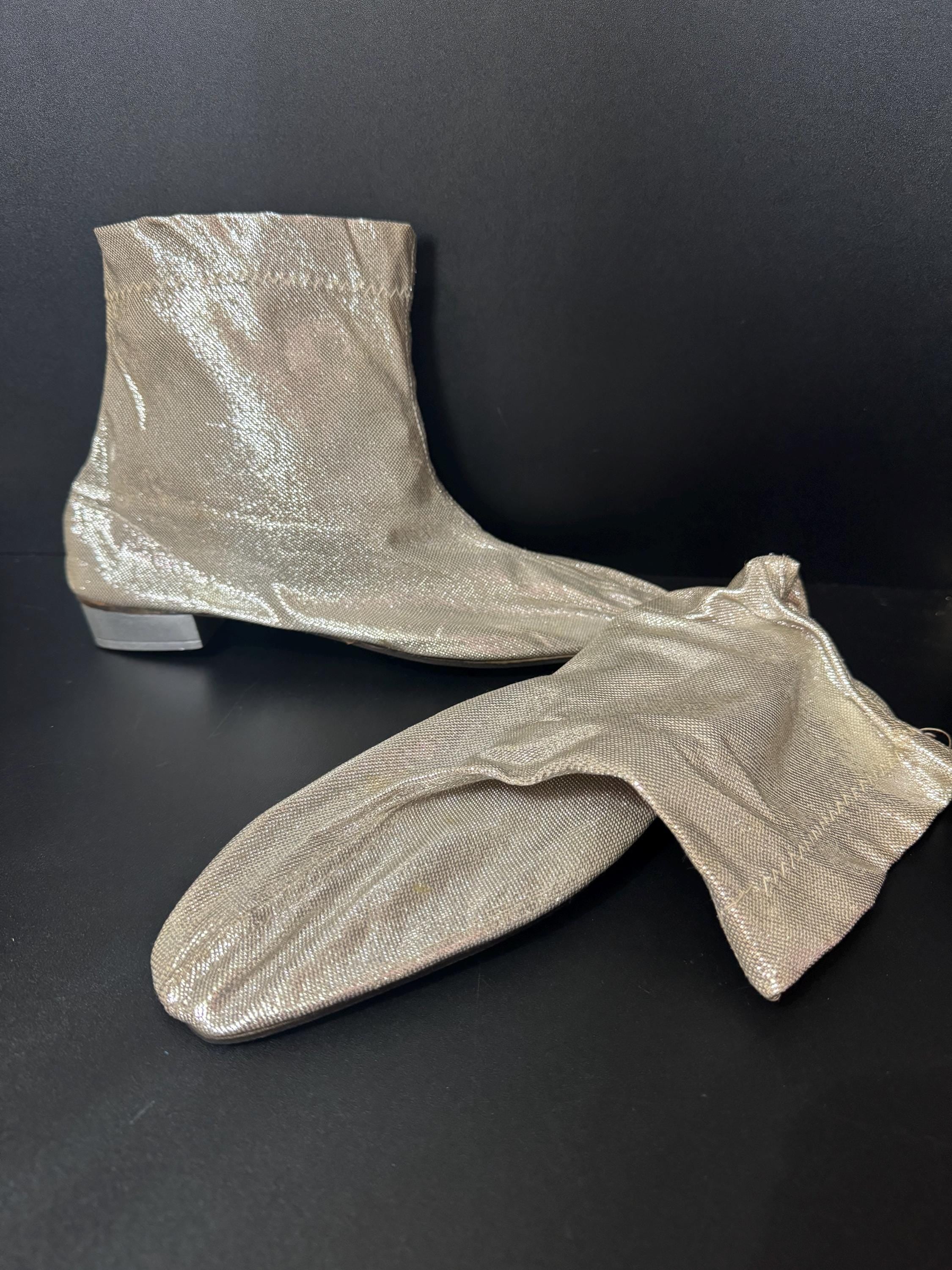 USA size 8-9 champagne gold lurex disco booties shoes by Bertyn New York uk narrow 7.5