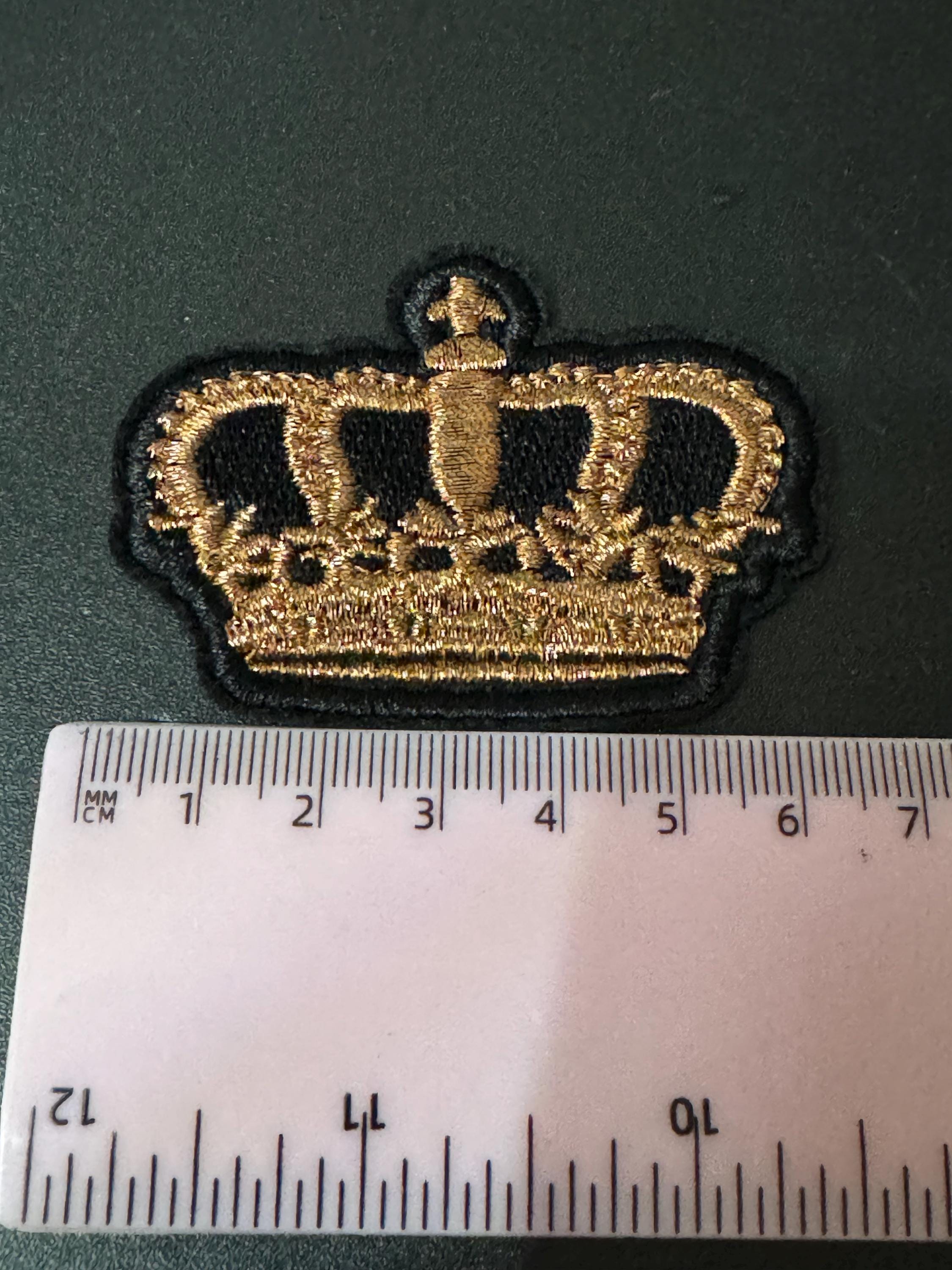 Iron On black and gold royal crown Patch craft appliqué for sewing projects. Pre glued