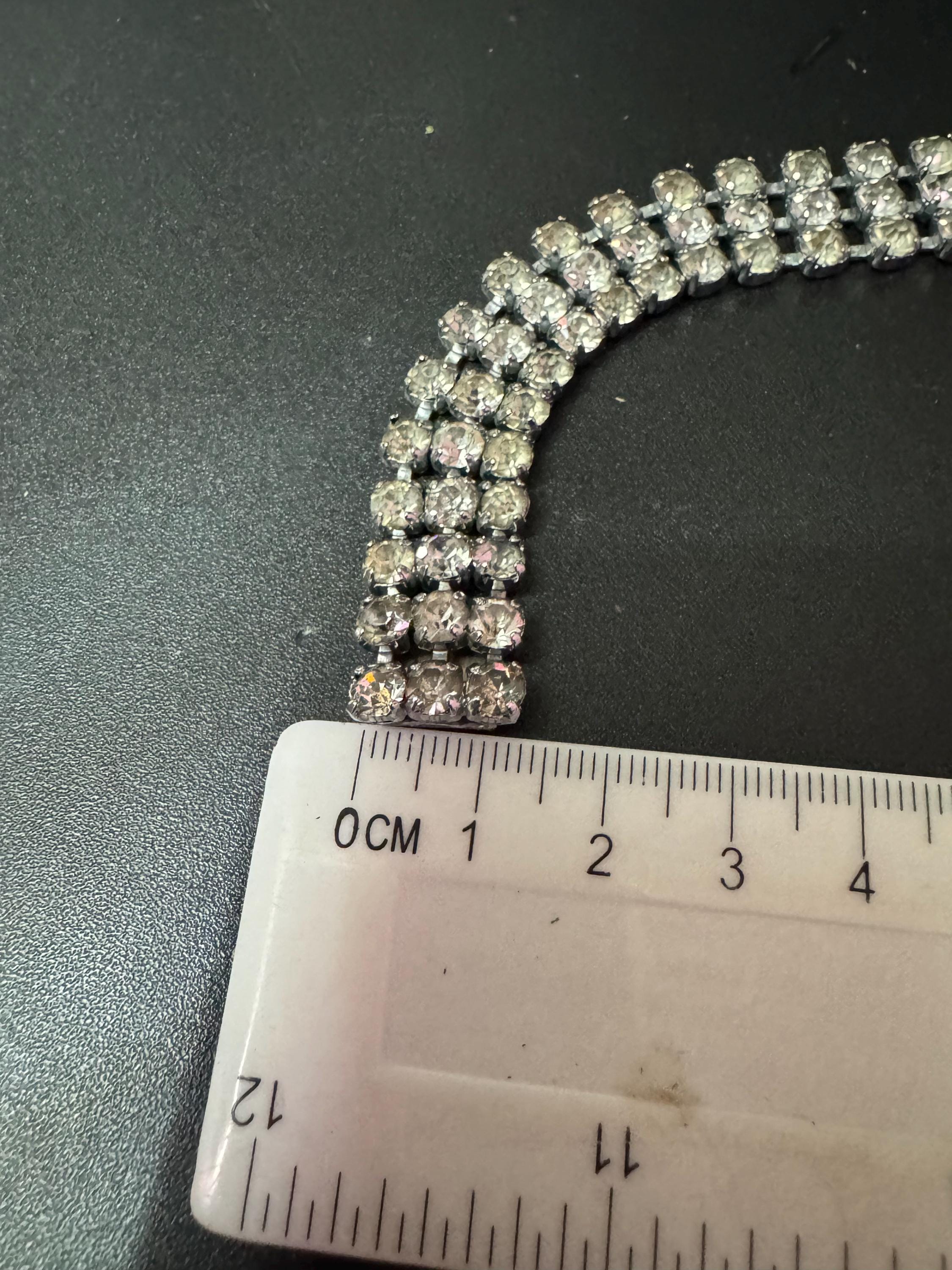 Vintage clear Diamanté silver tone rhinestone set cocktail Bracelet 18.5cm