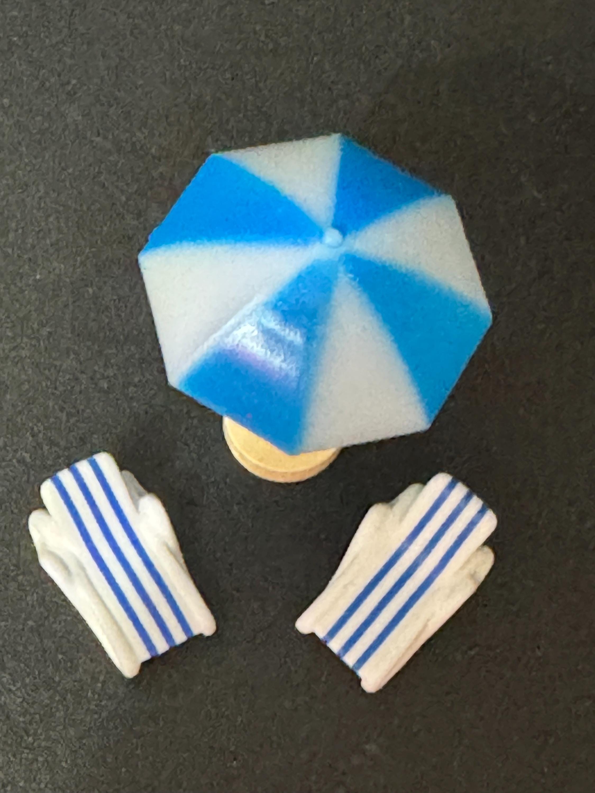 1 x Miniature beach parasol sunbed lounger cake topper decoration dollshouse