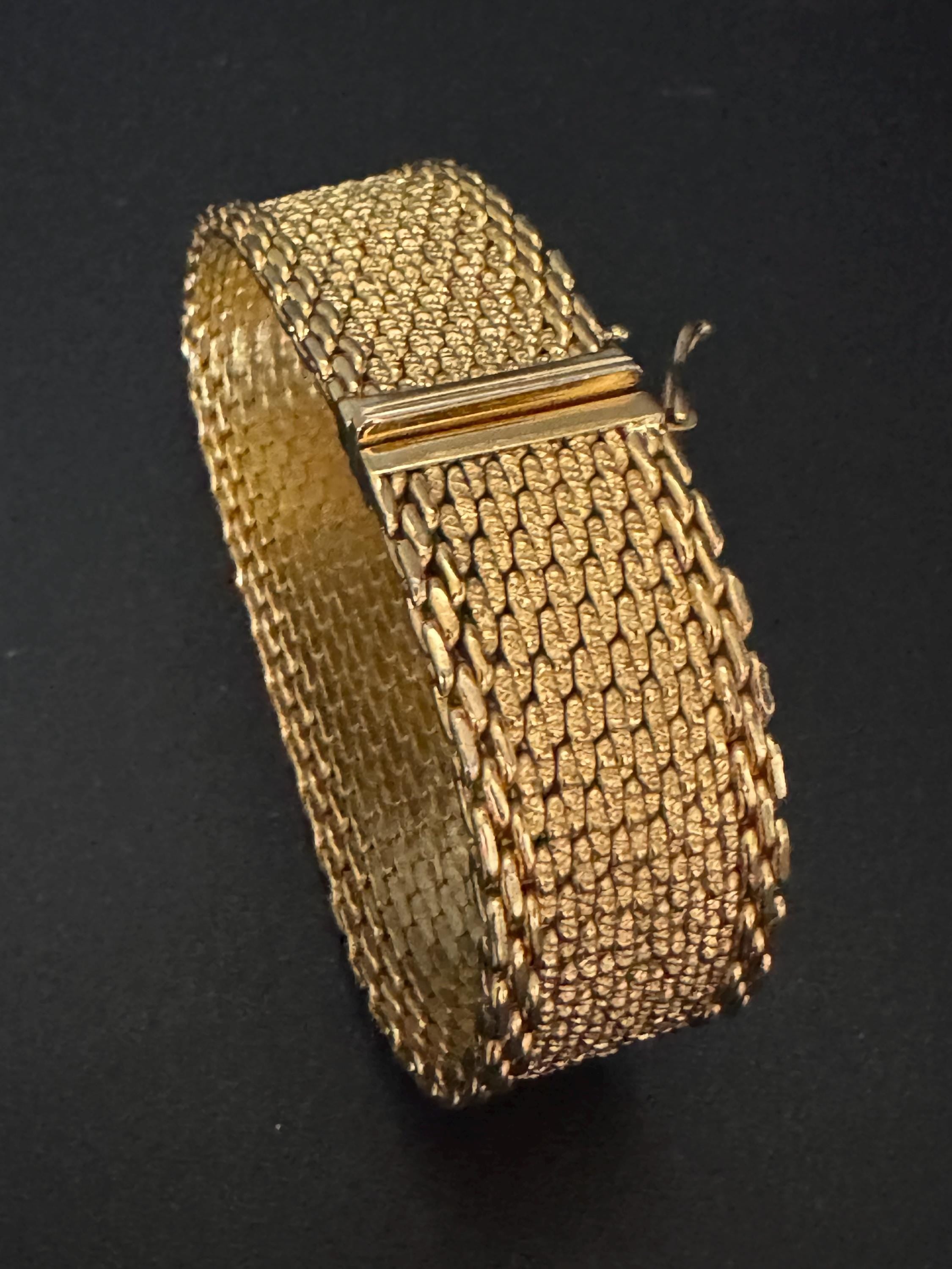 1970s Henkel & Grosse gold plated Vintage Designer wide link cuff articulated bracelet Bracelet good condition