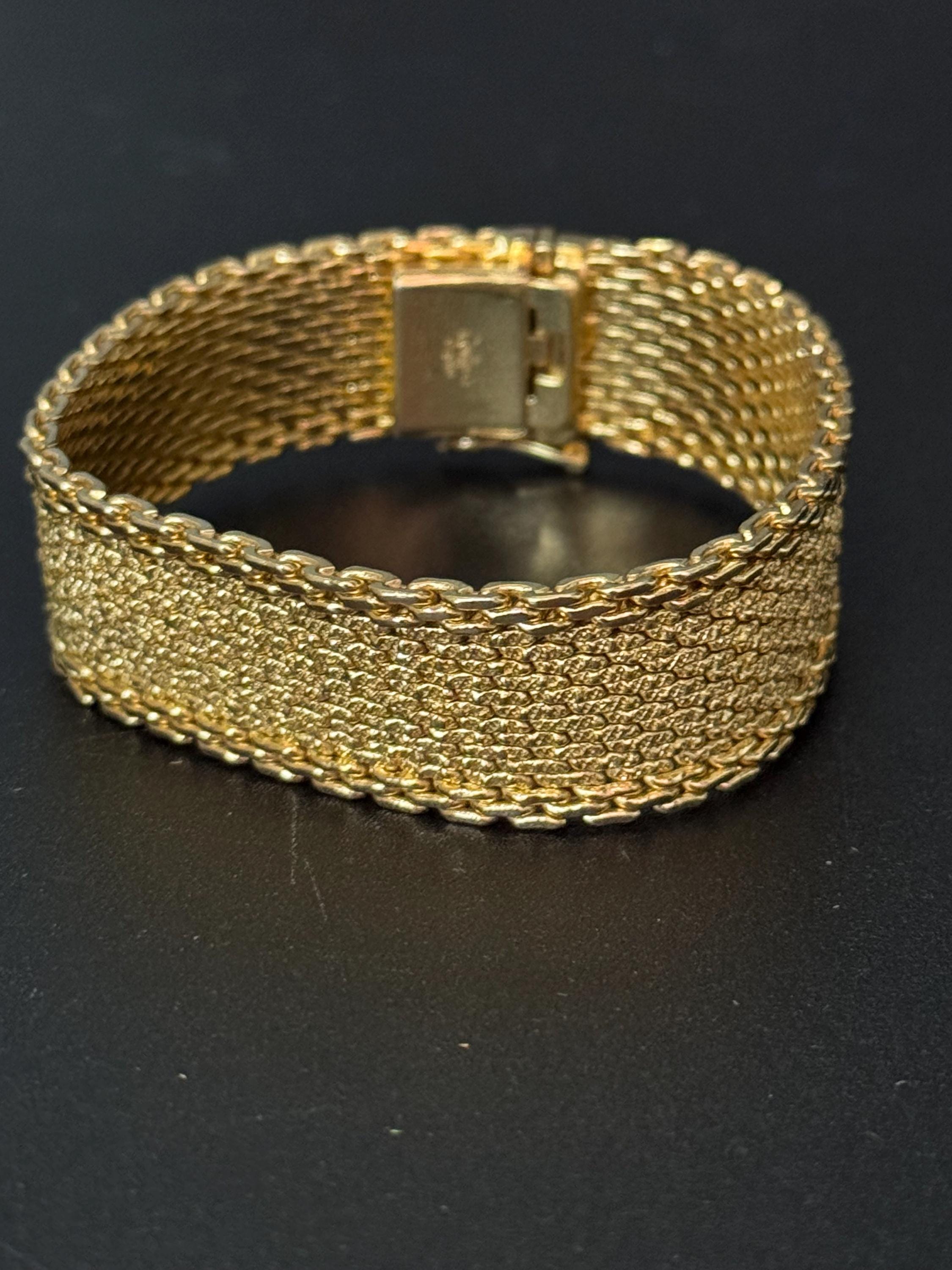 1970s Henkel & Grosse gold plated Vintage Designer wide link cuff articulated bracelet Bracelet good condition