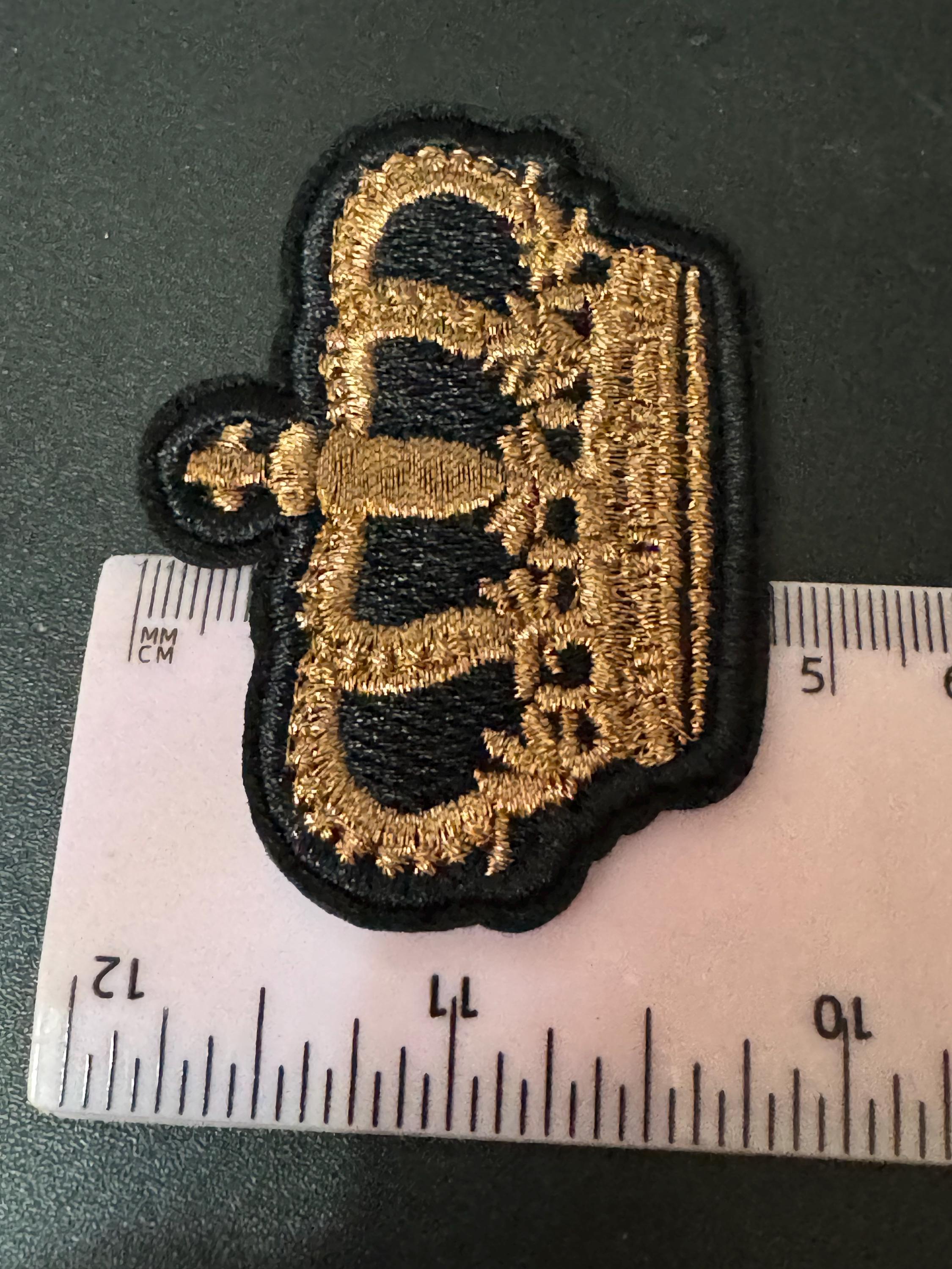 Iron On black and gold royal crown Patch craft appliqué for sewing projects. Pre glued