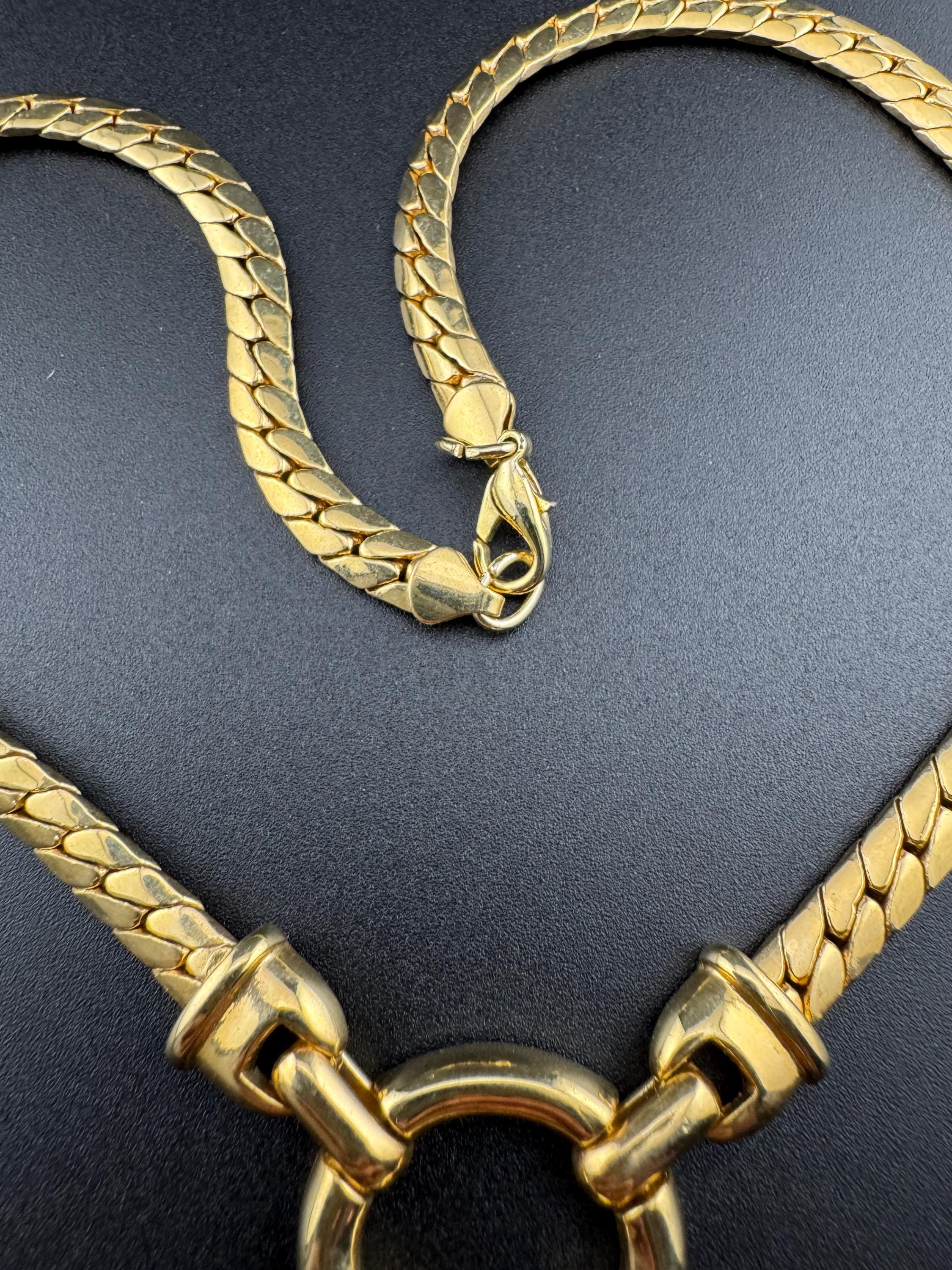 Vintage retro gold plated high end flat woven pendant chain 46cm