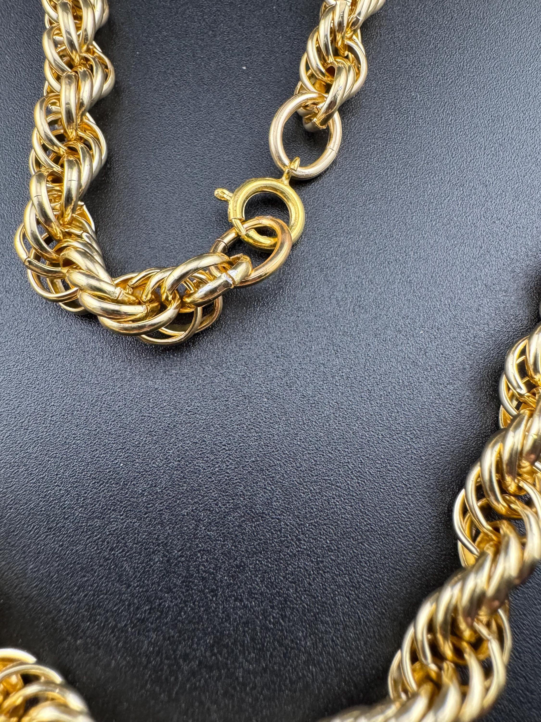 Vintage 95cm lightweight long rope chain link gold tone necklace 1970s 1980s 8mm