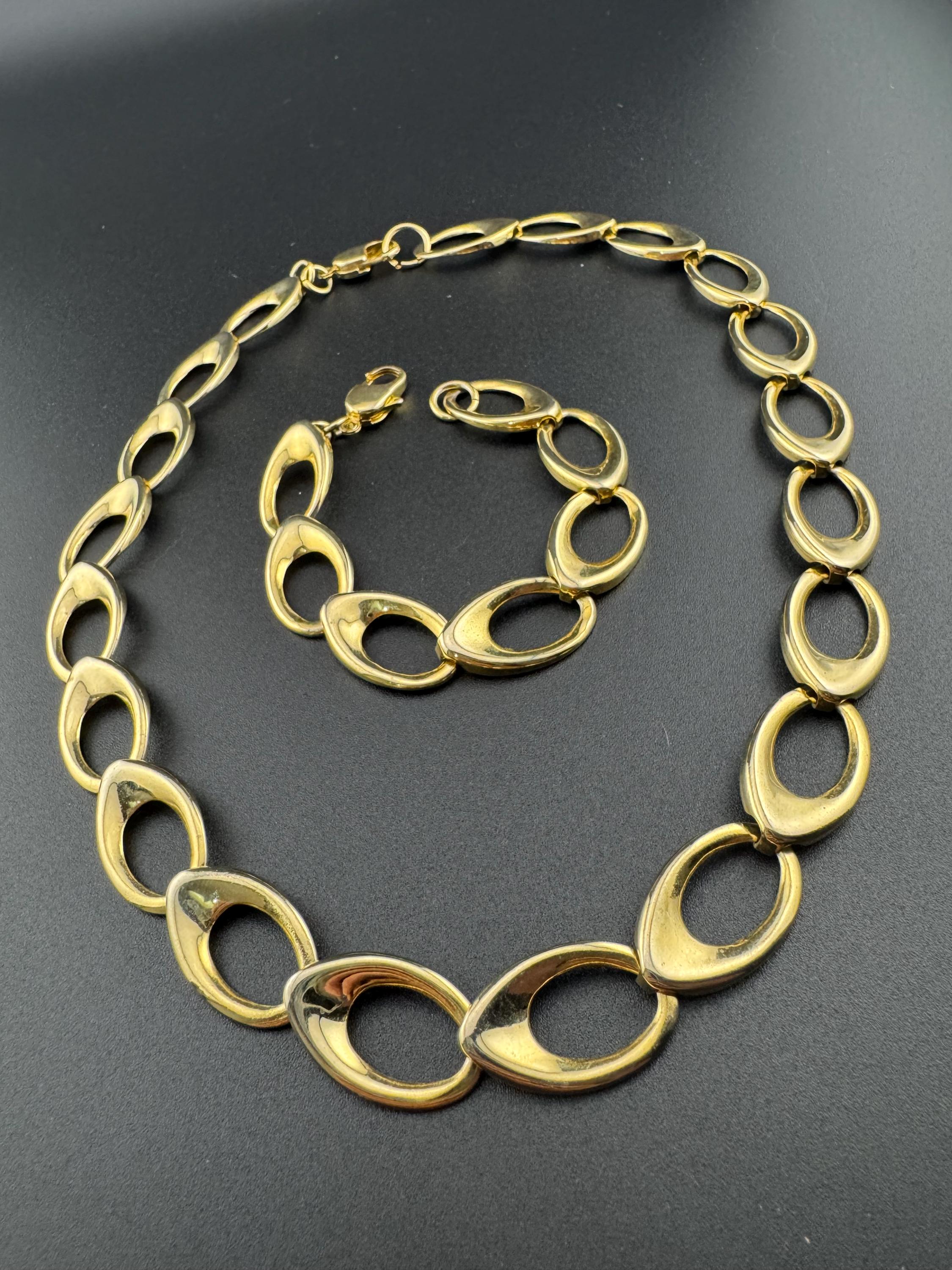 Vintage wide hold tone necklace bracelet set