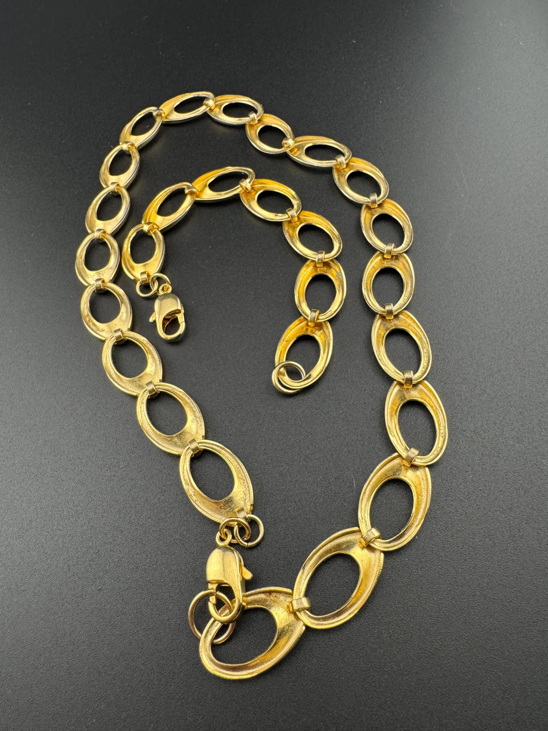 vintage gold tone chunky wide chain link necklace and bracelet jewellery set