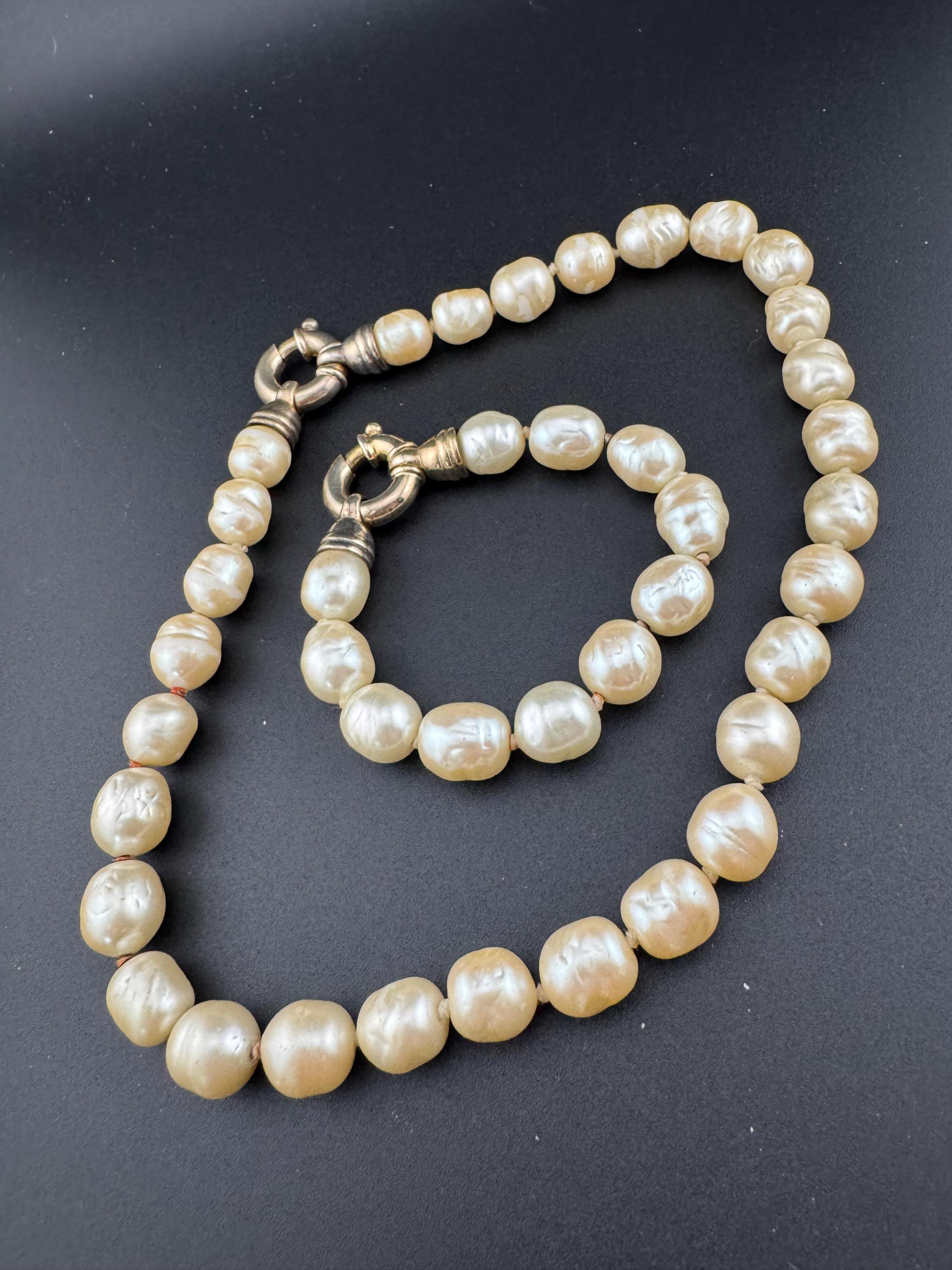 Retro y2k oversized faux glass cream pearl beaded necklace and matching bracelet jewellery set big spring ring