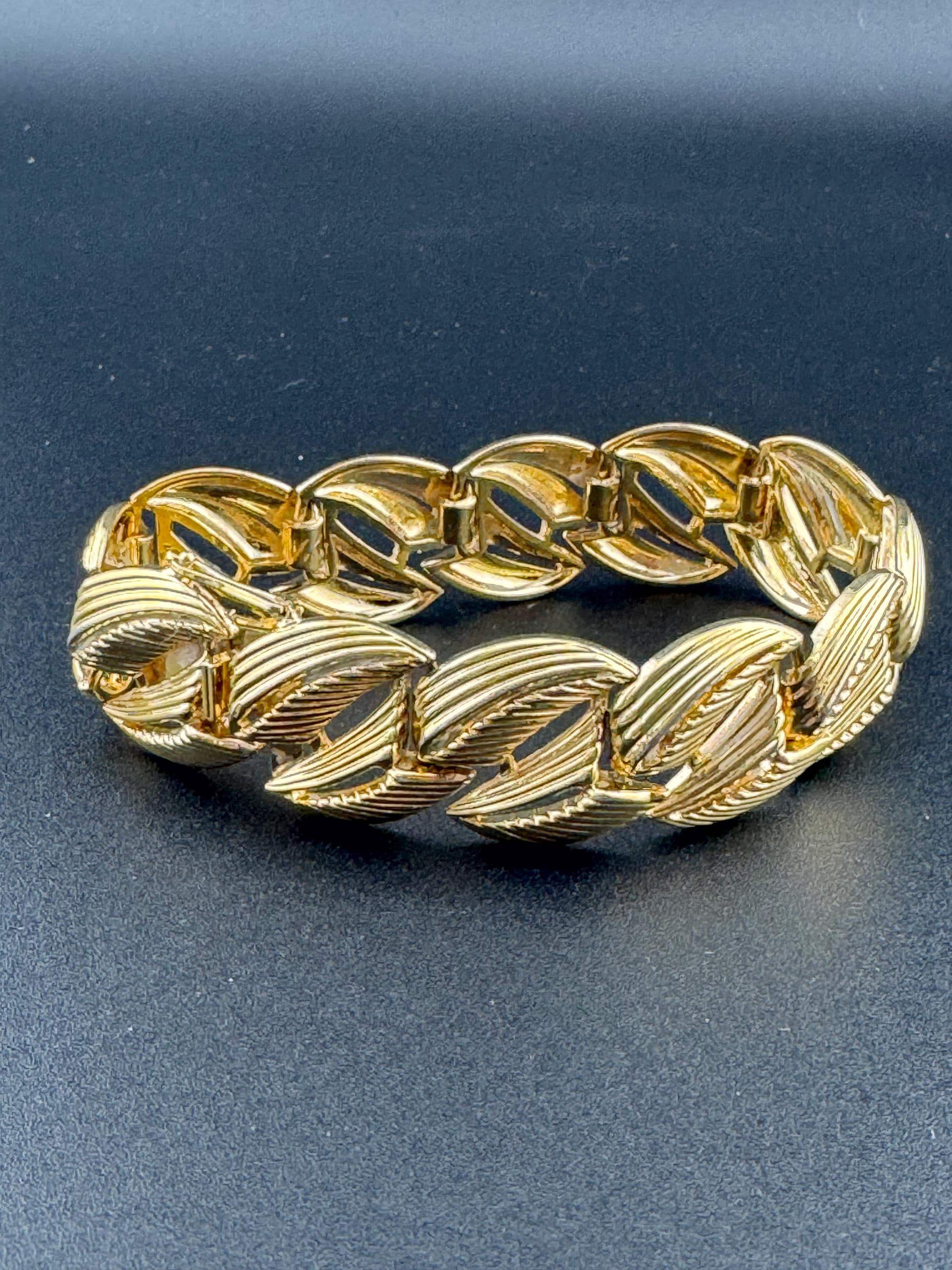 Henkel & Grosse gold plated Vintage Designer wide link cuff articulated panel link bracelet Modernist 1963 great condition