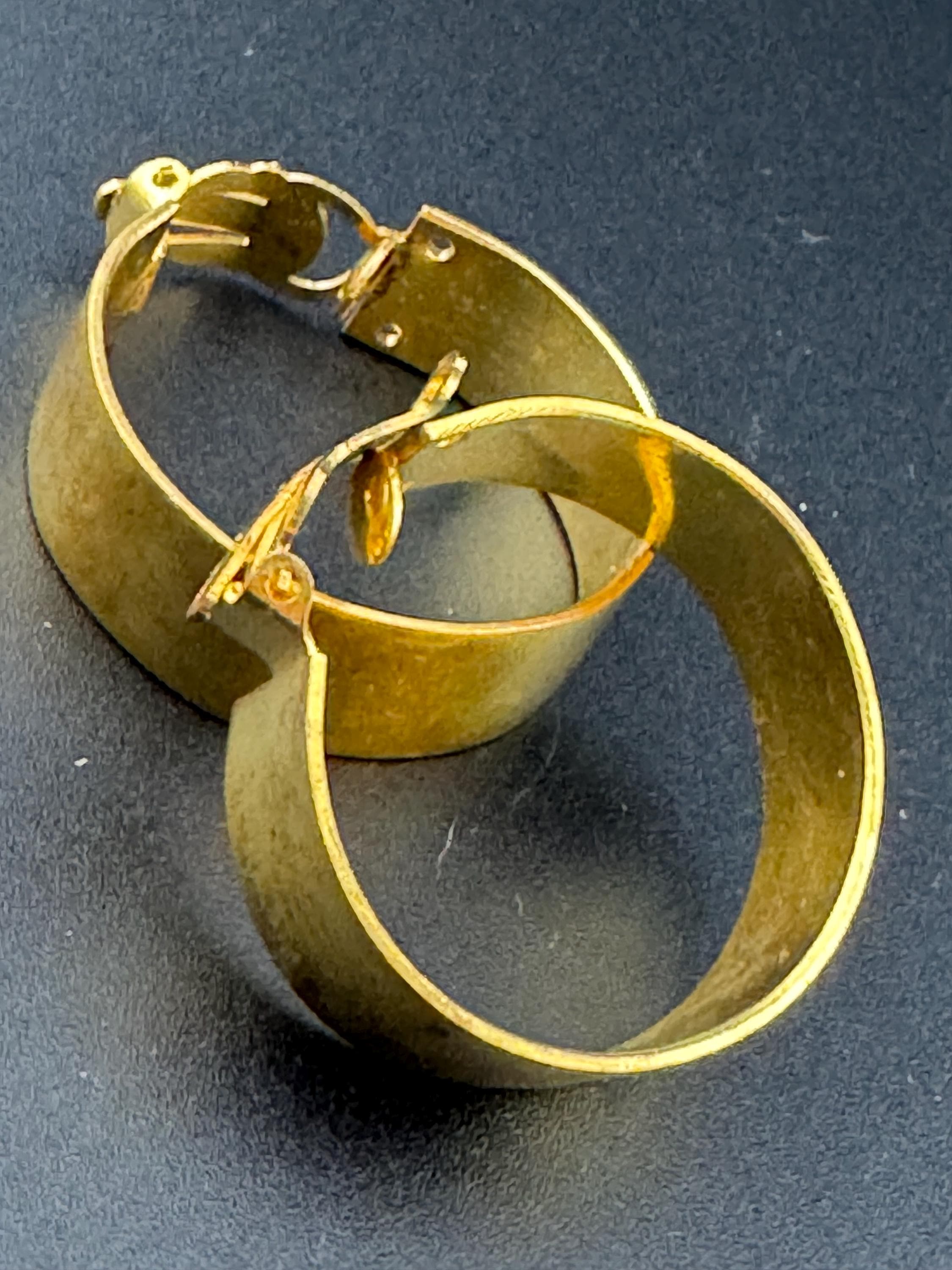 Vintage French brass unusual wide large hoop clip on earrings old shop stock