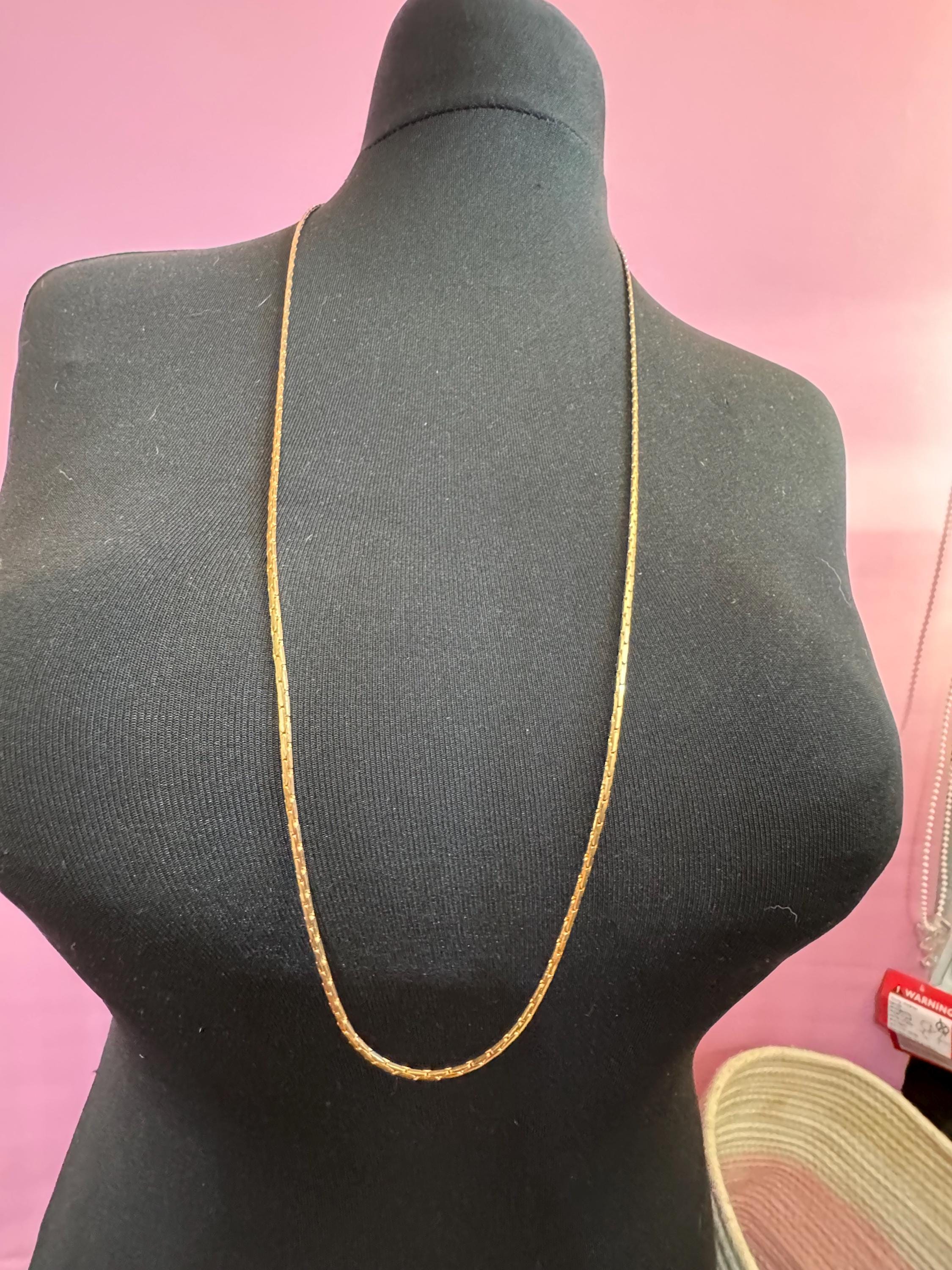 91cm 21.5 inch True Vintage gold plated very long flat fancy link chain plain layering necklace old shop stock